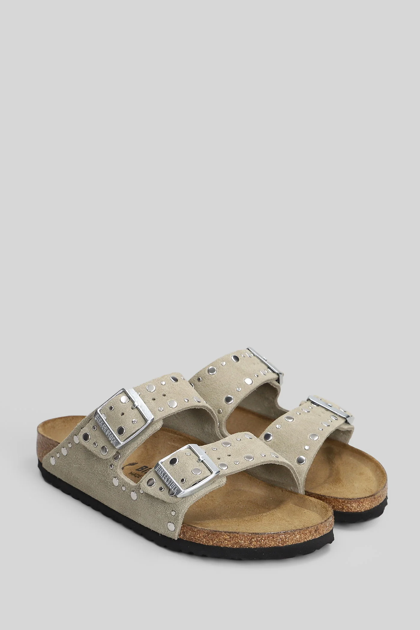 Arizona Rivet Flat sandal-slipper in taupe suede - Image 2