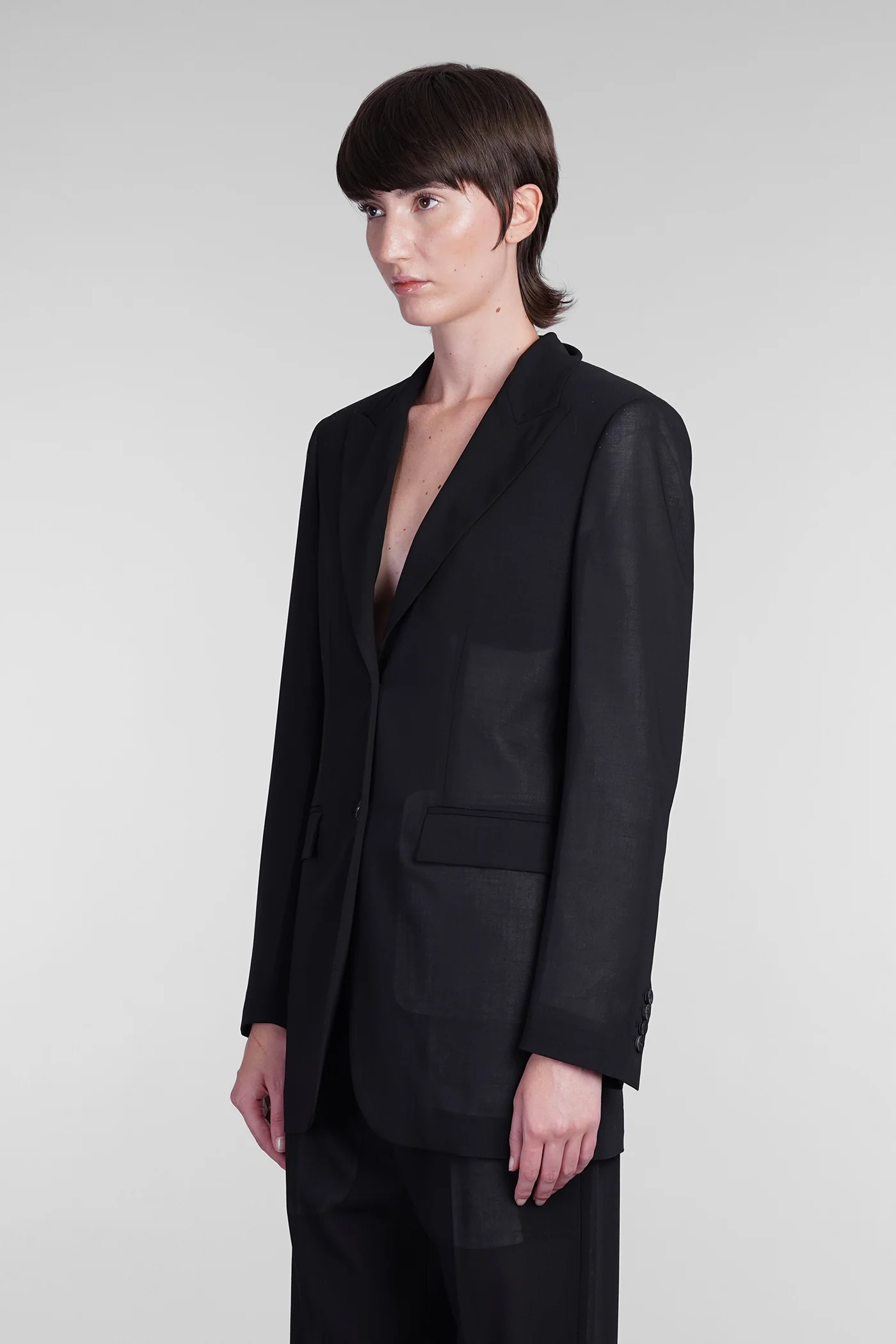 Blazer in black wool - Image 4