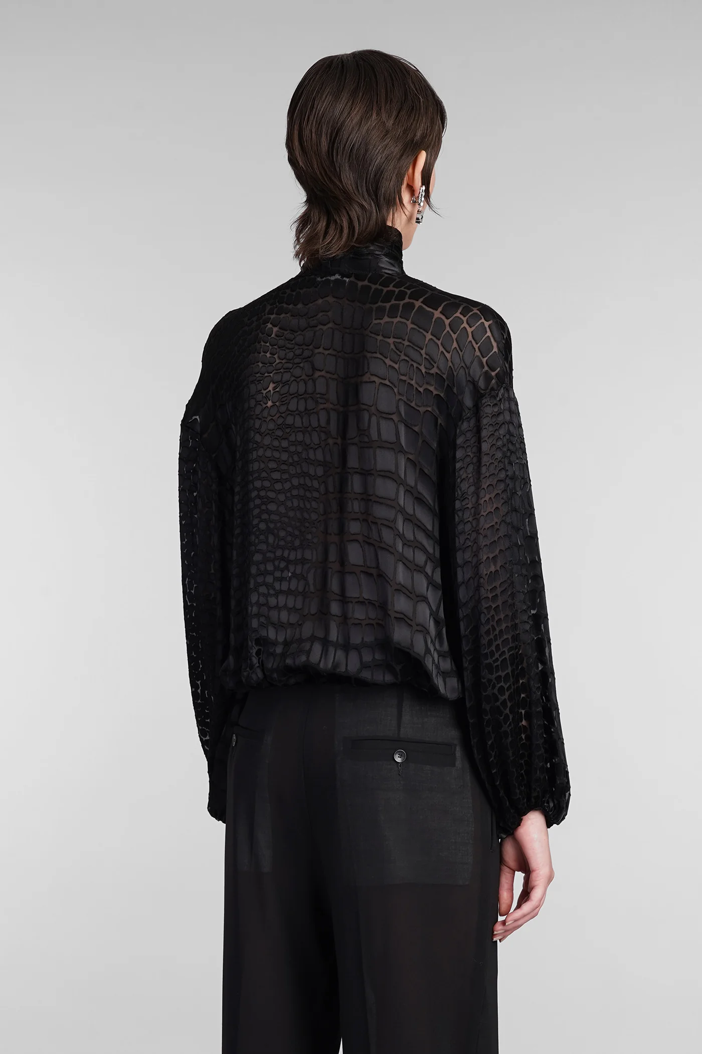 Blouse in black viscose - Image 3