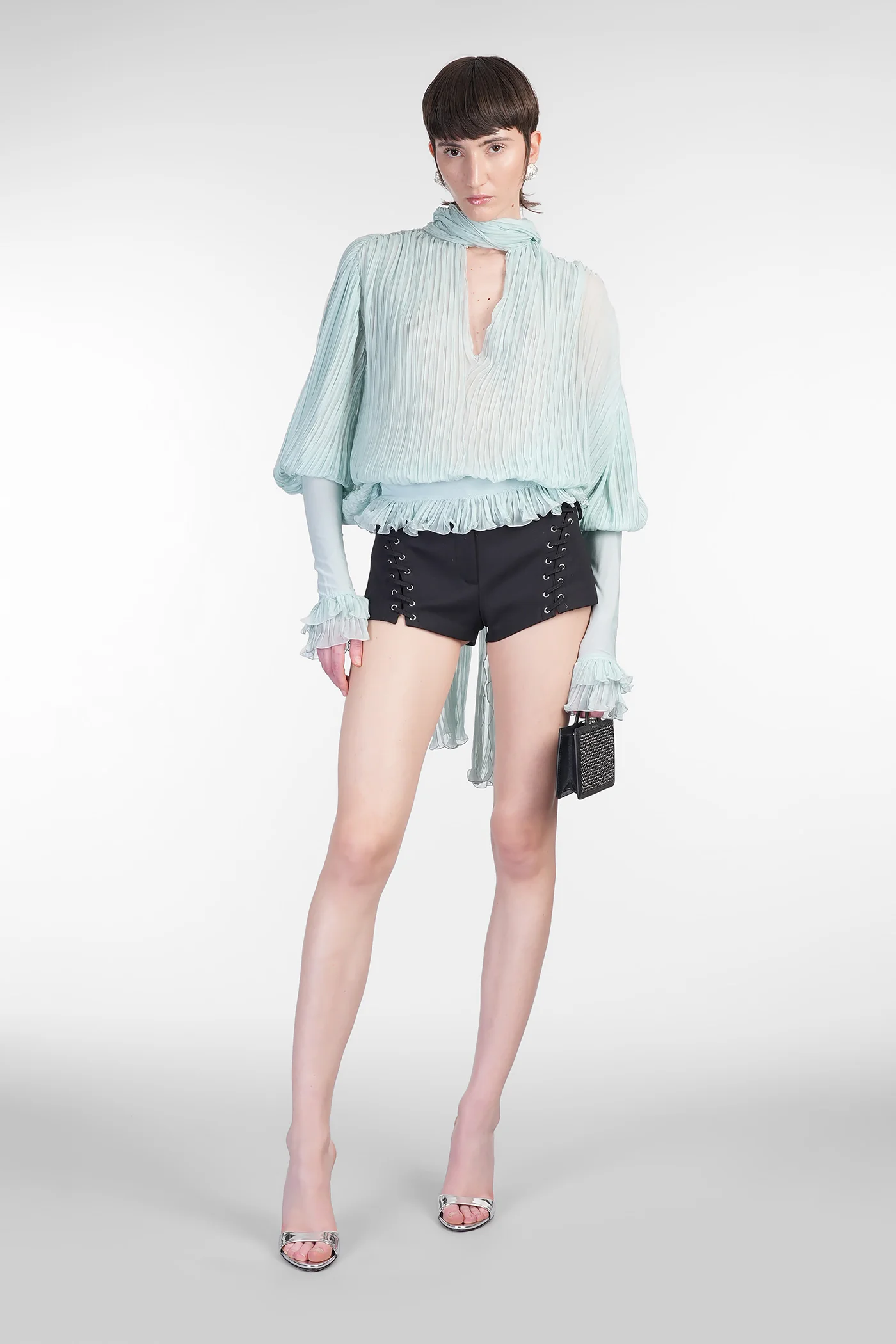 Blouse in green silk - Image 2