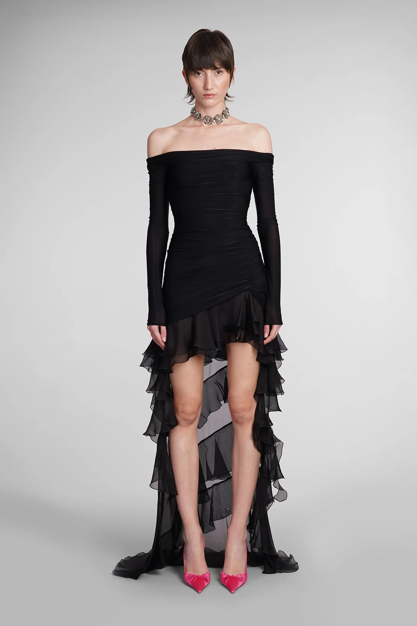 Dress woman in black polyamide