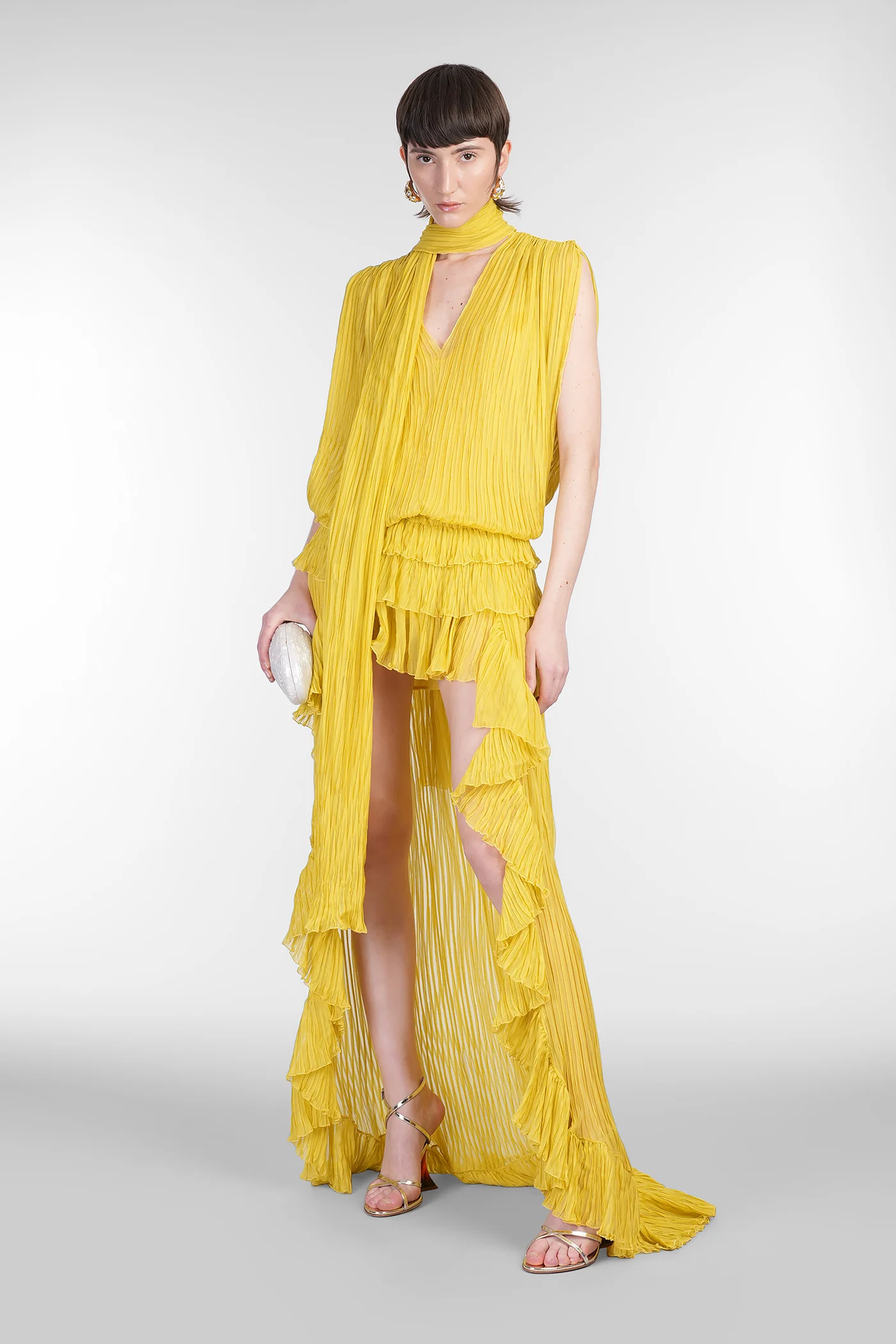 Dress woman  in yellow silk - Image 2