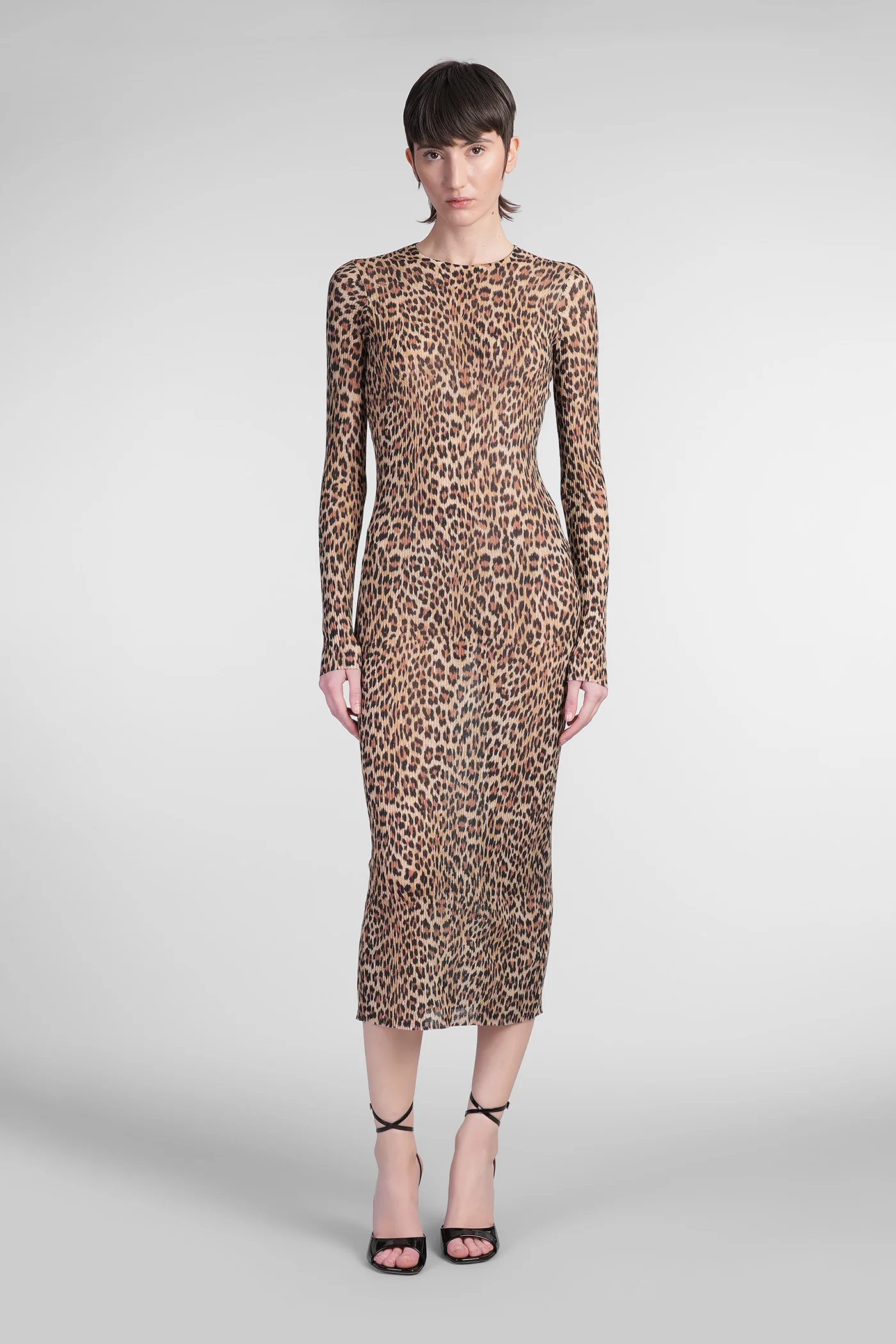 Long dress in Animalier cotton