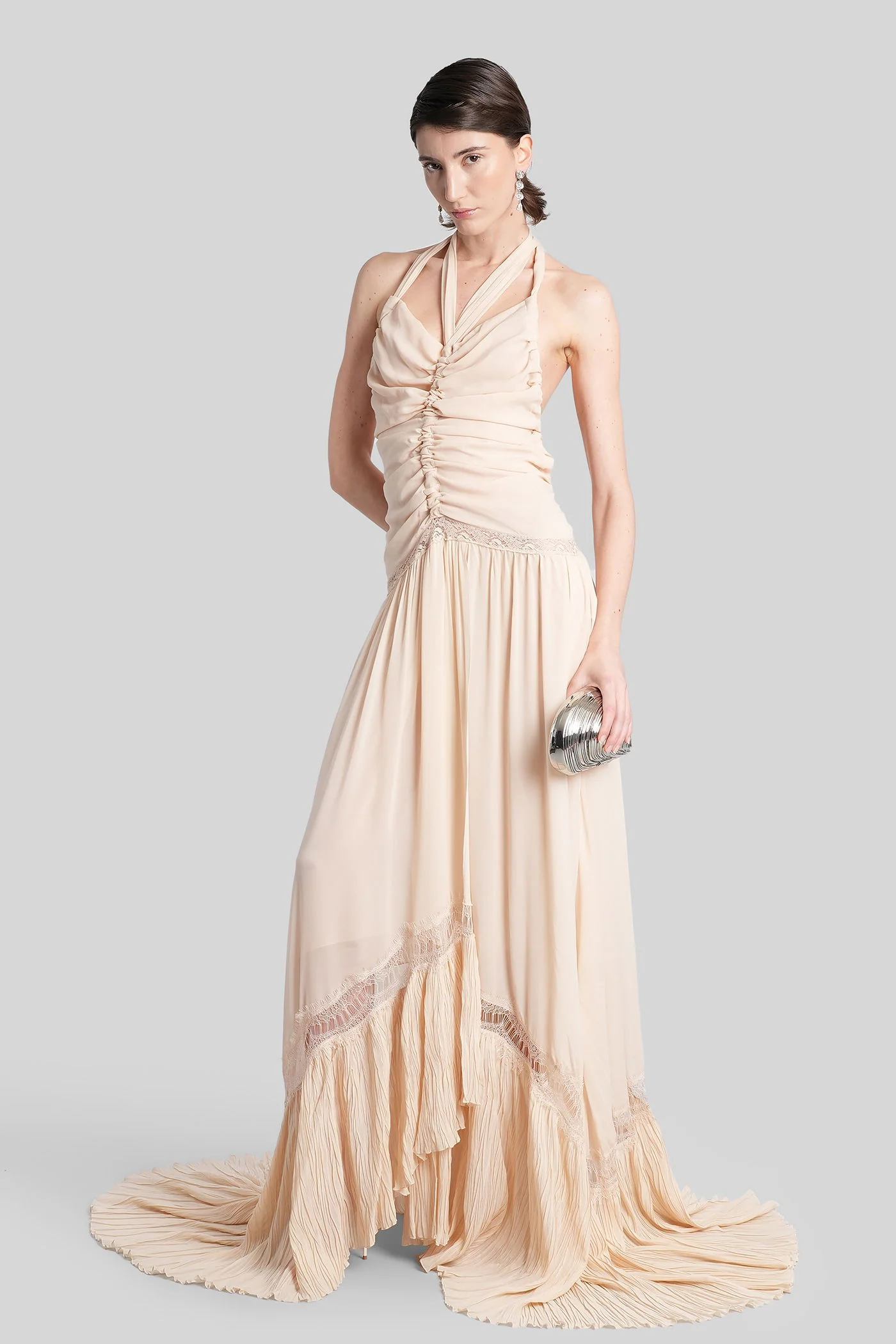 Long dress in beige viscose - Image 2