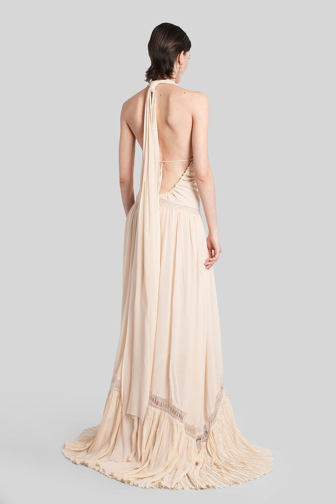 Long dress in beige viscose - Image 3