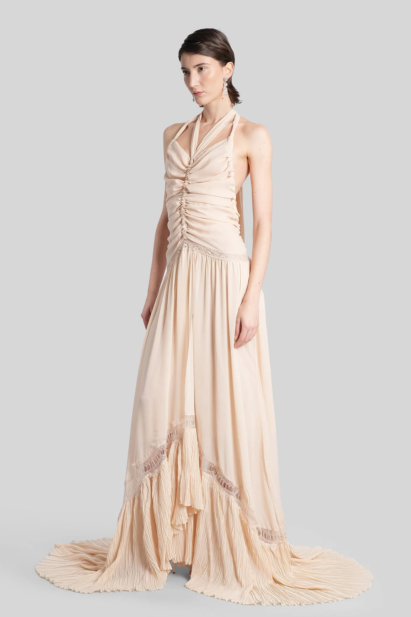Long dress in beige viscose - Image 4