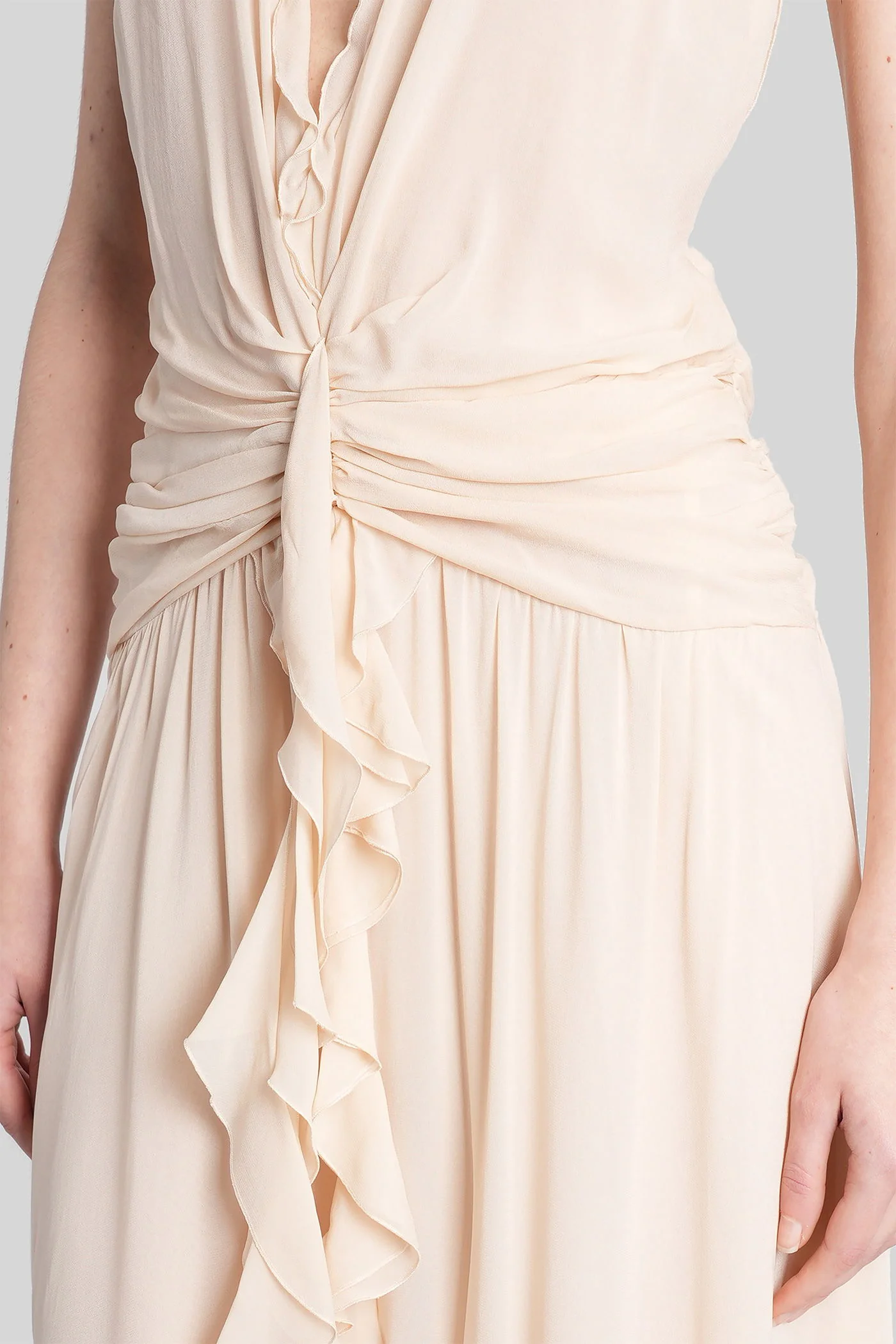 Long dress in beige viscose - Image 5