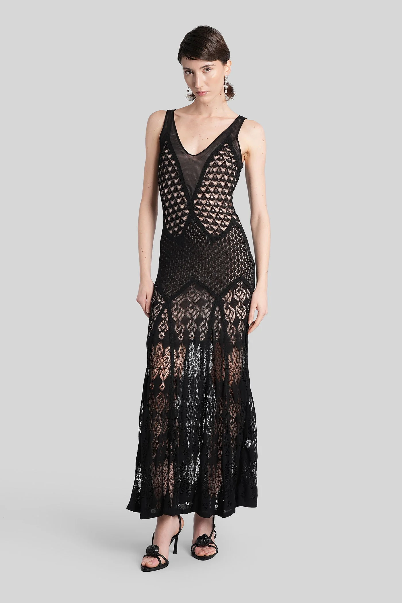 Long dress in black cotton