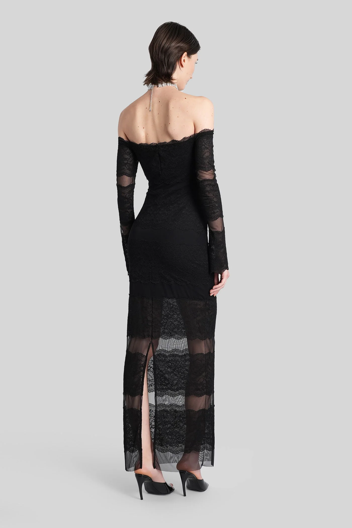 Long dress in black polyamide - Image 3