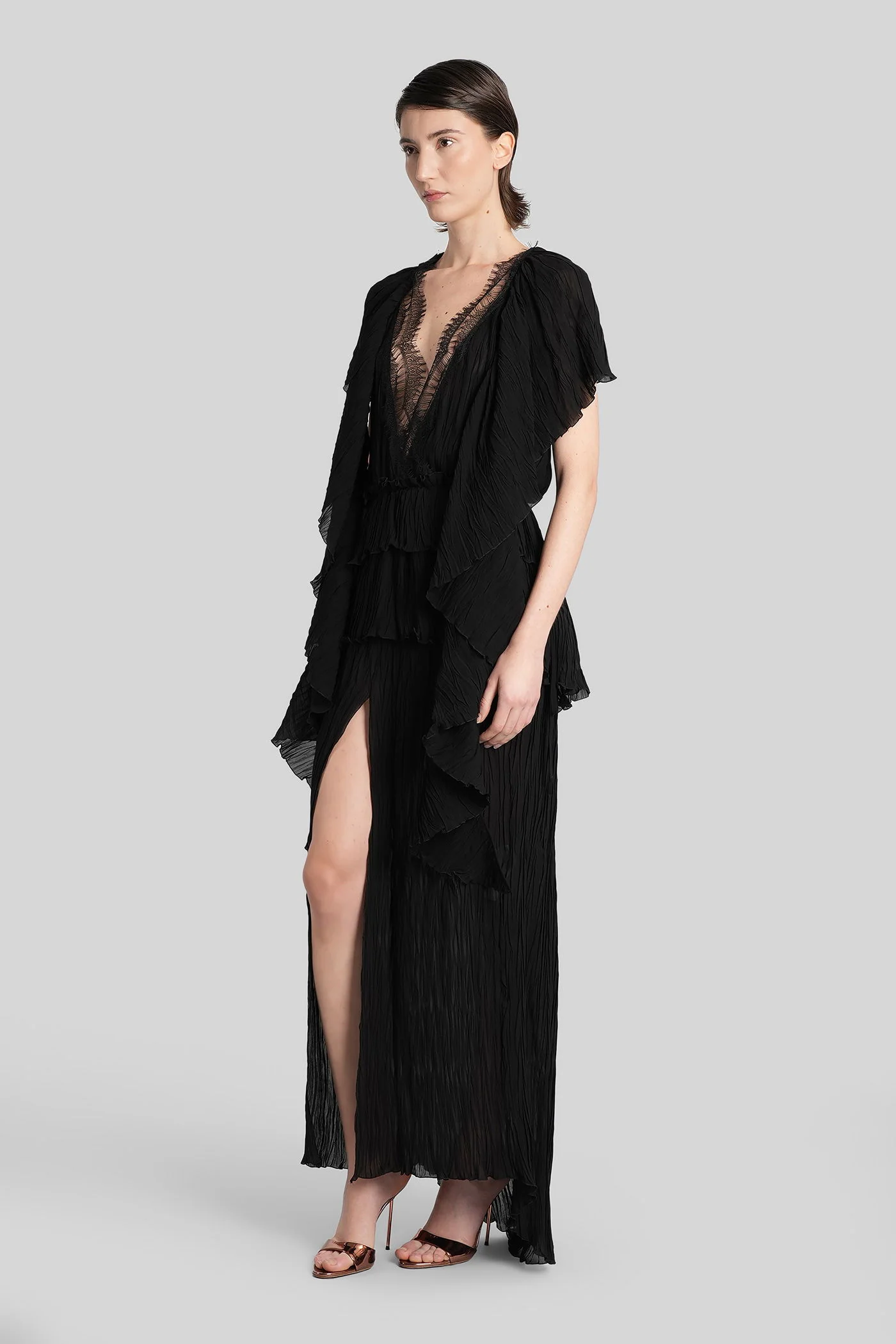 Long dress in black viscose - Image 4
