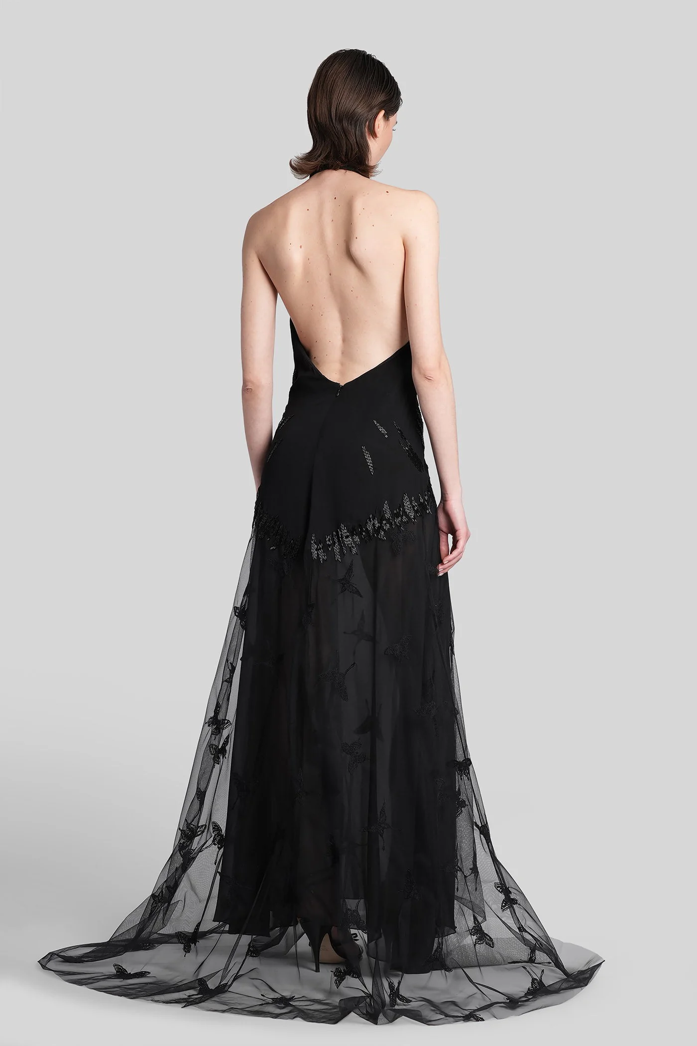 Long dress in black viscose - Image 3
