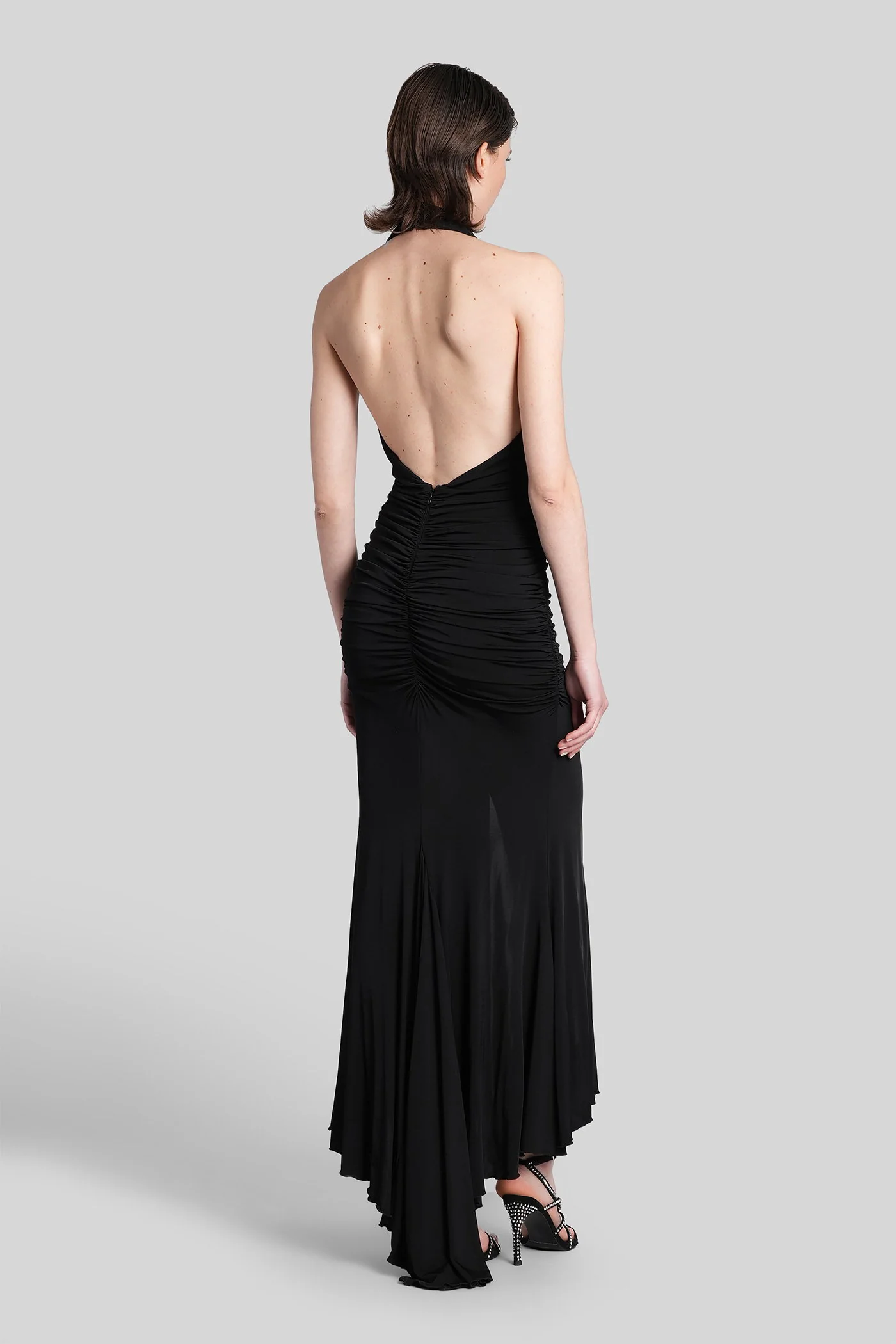 Long dress in black viscose - Image 3