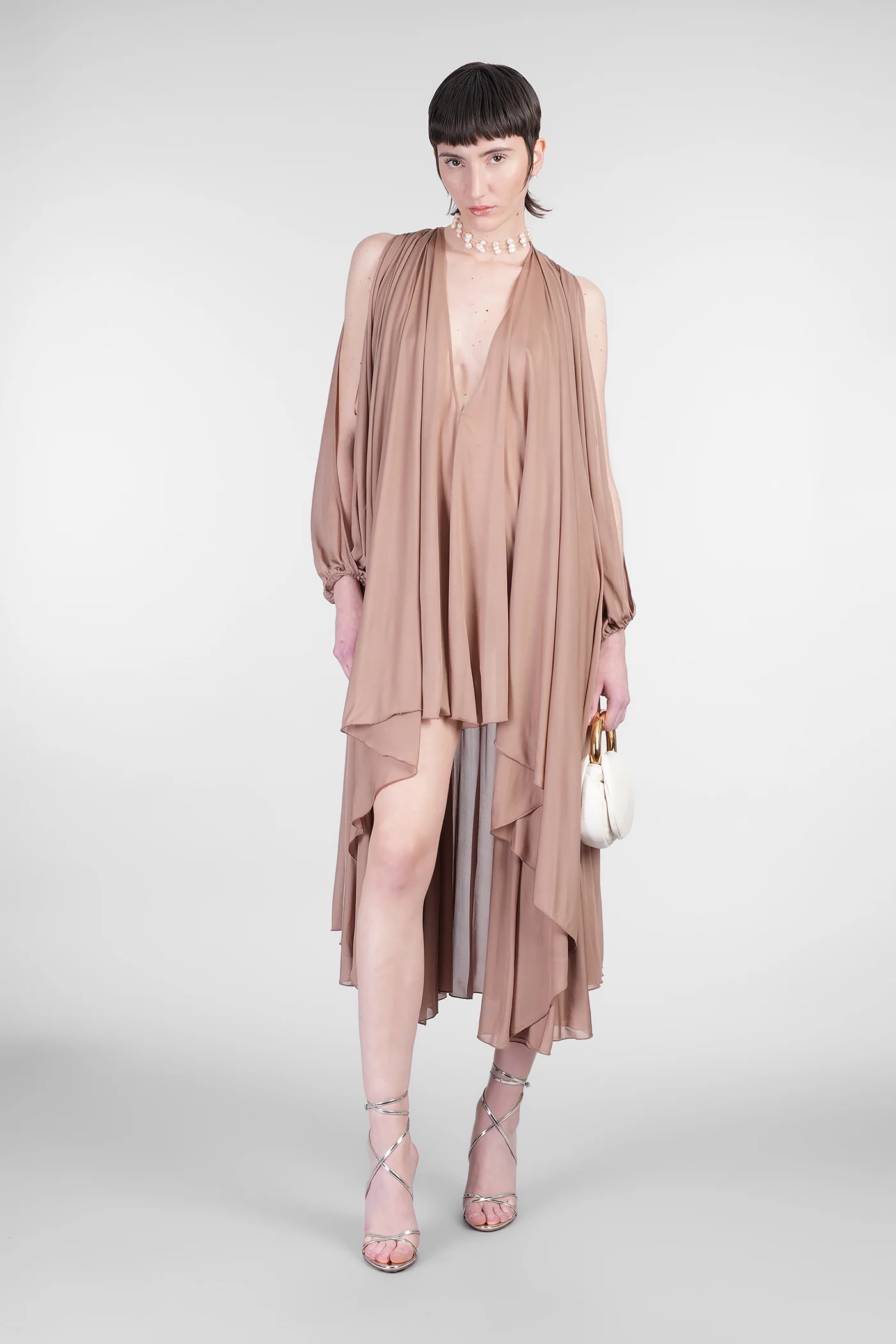 Long dress in brown viscose - Image 2