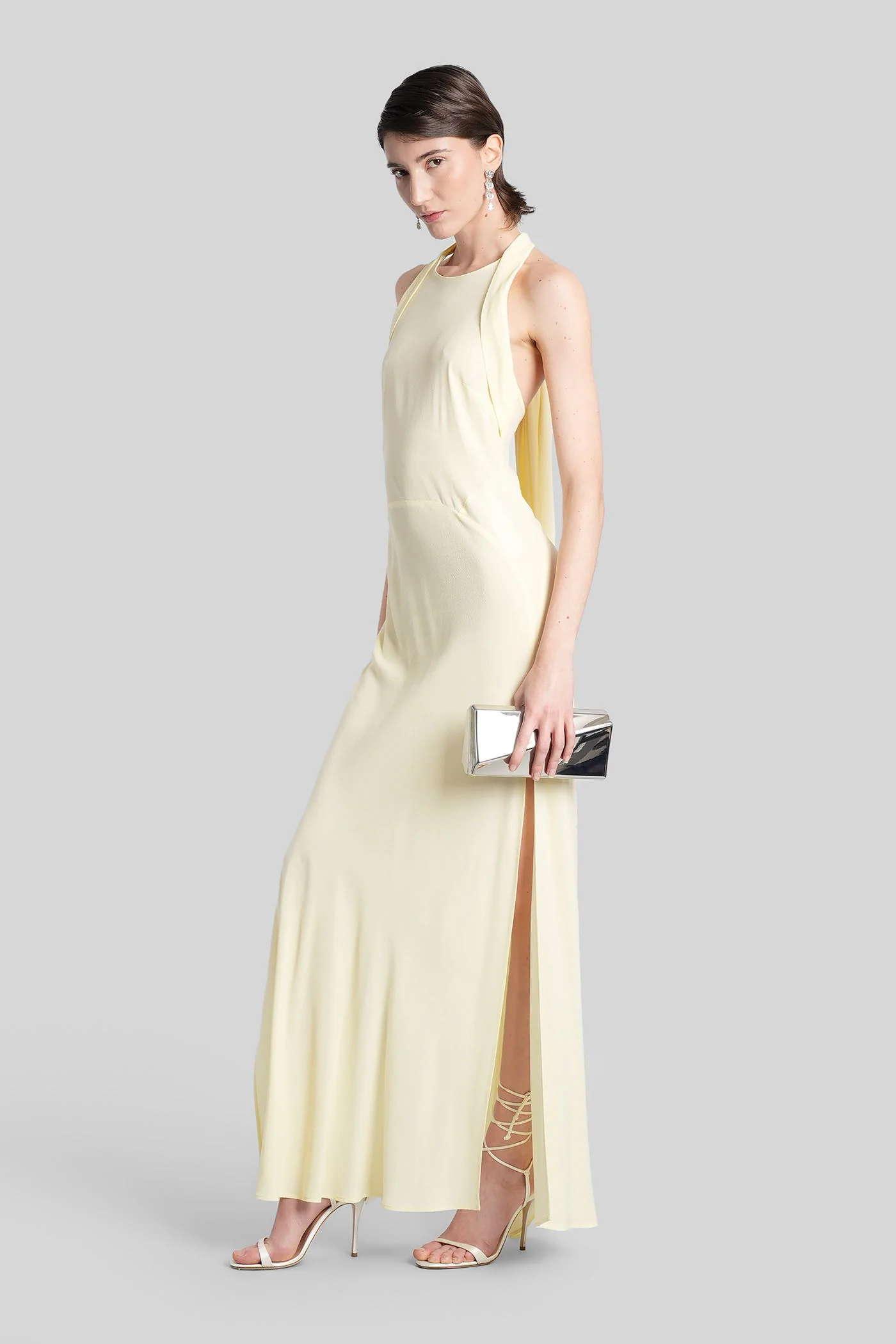 Long dress in yellow viscose - Image 2