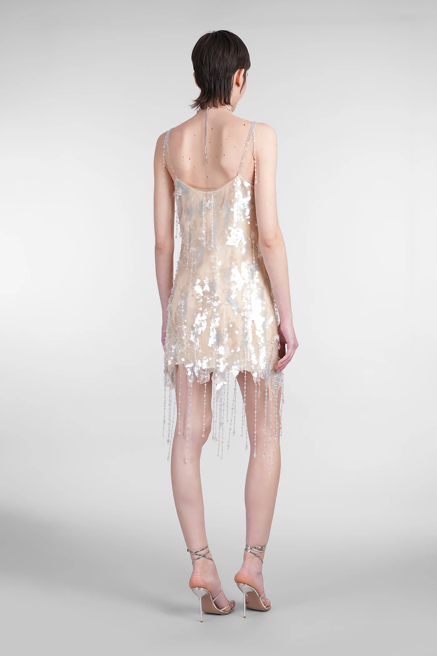 Mini dress in beige polyamide - Image 3