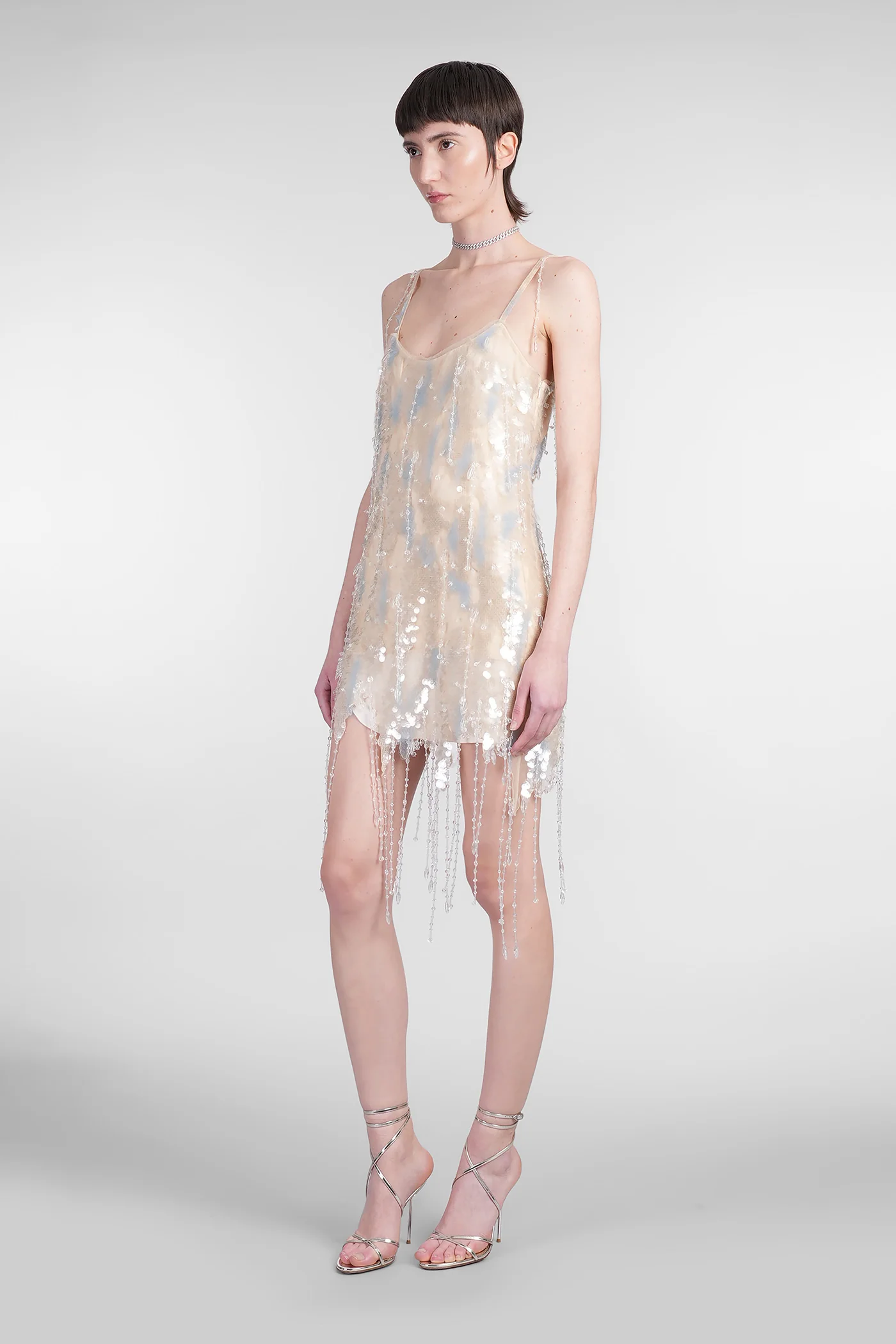 Mini dress in beige polyamide - Image 4