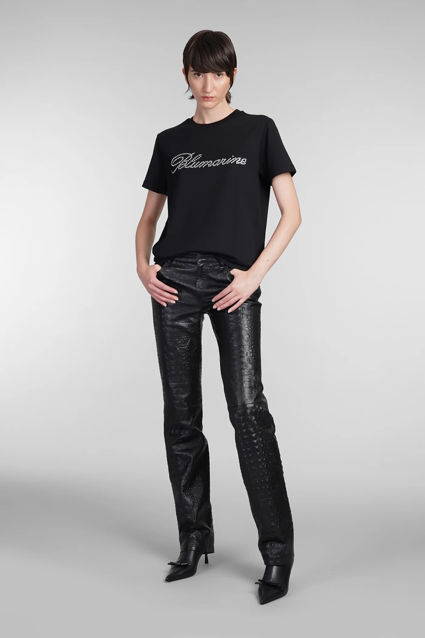 T-Shirt in black cotton - Image 2