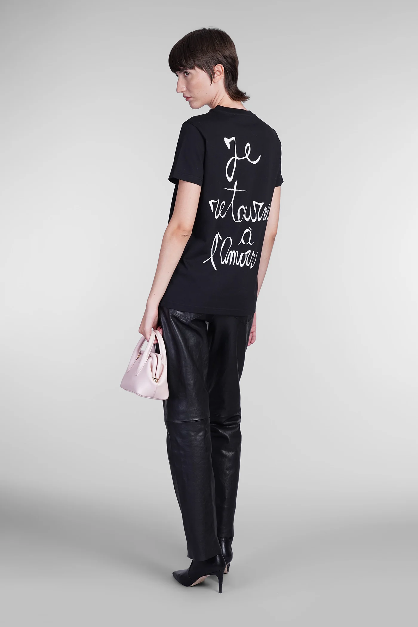 T-Shirt in black cotton - Image 2