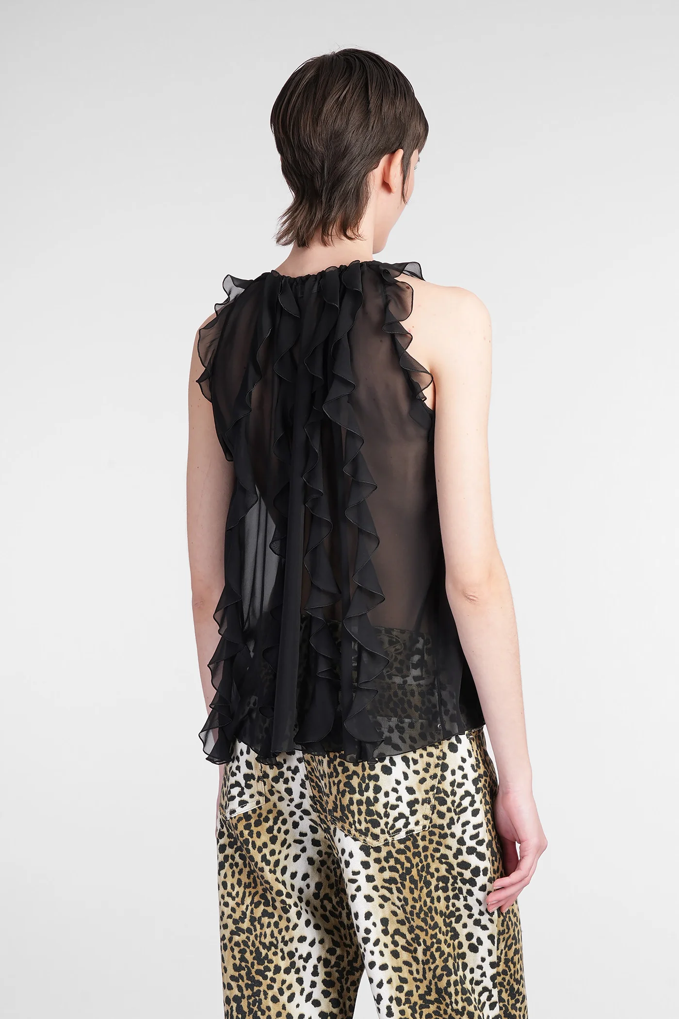 Topwear in black silk - Image 3