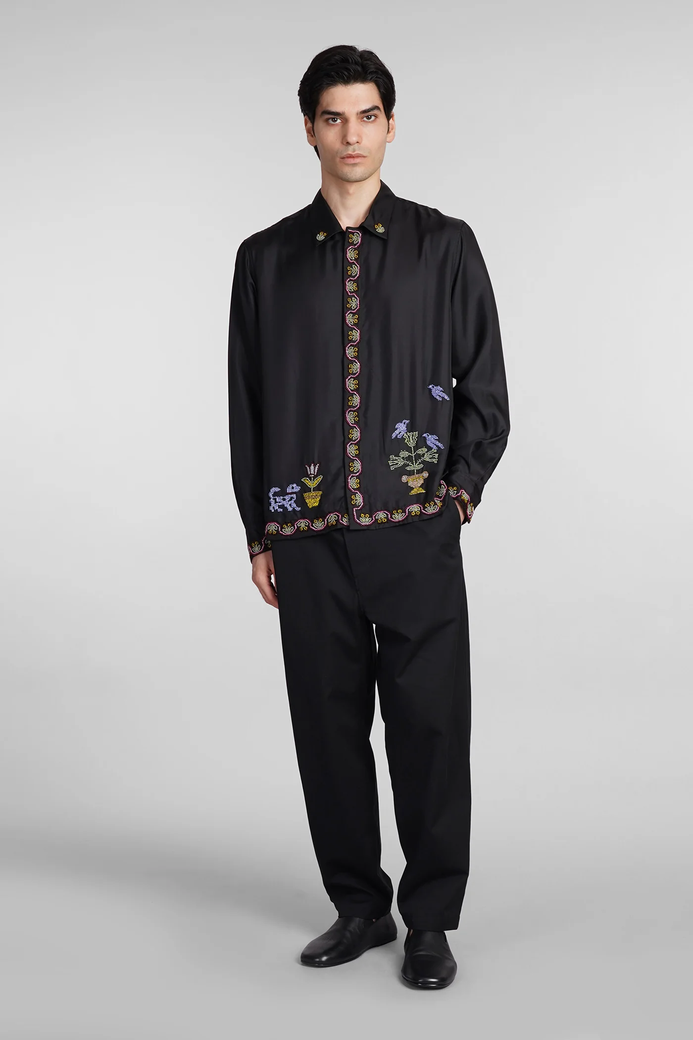Shirt in black silk - Image 2