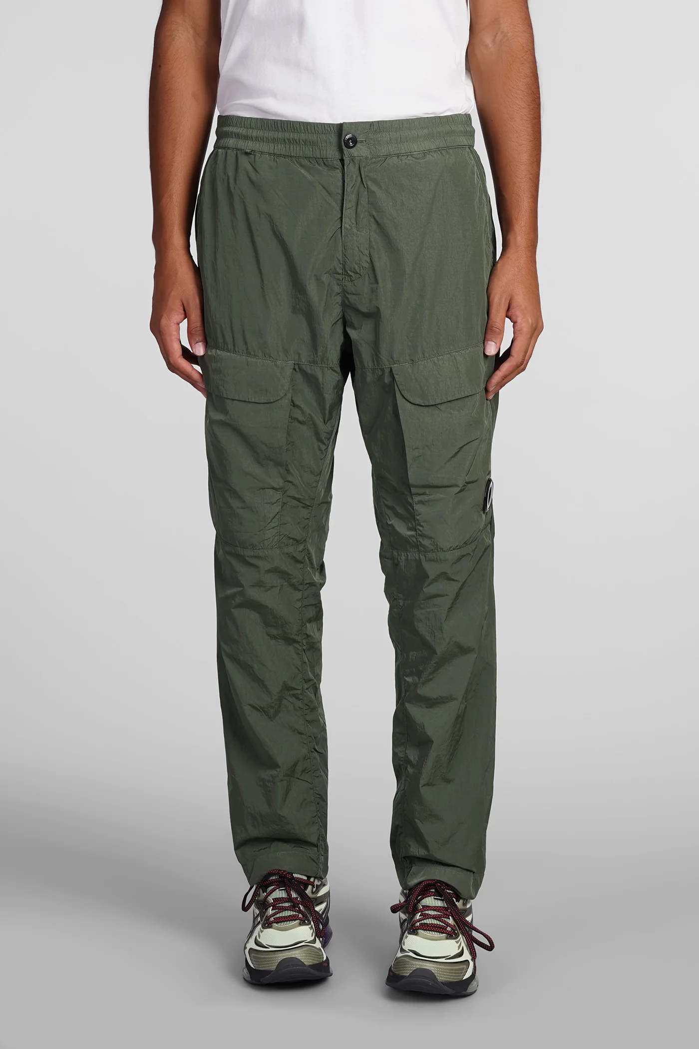 Pants in green polyamide