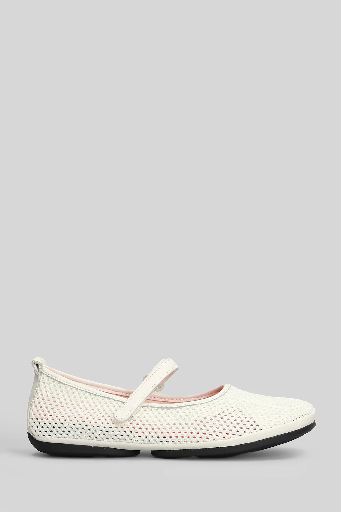 Right Nina Ballet flats in white leather and fabric