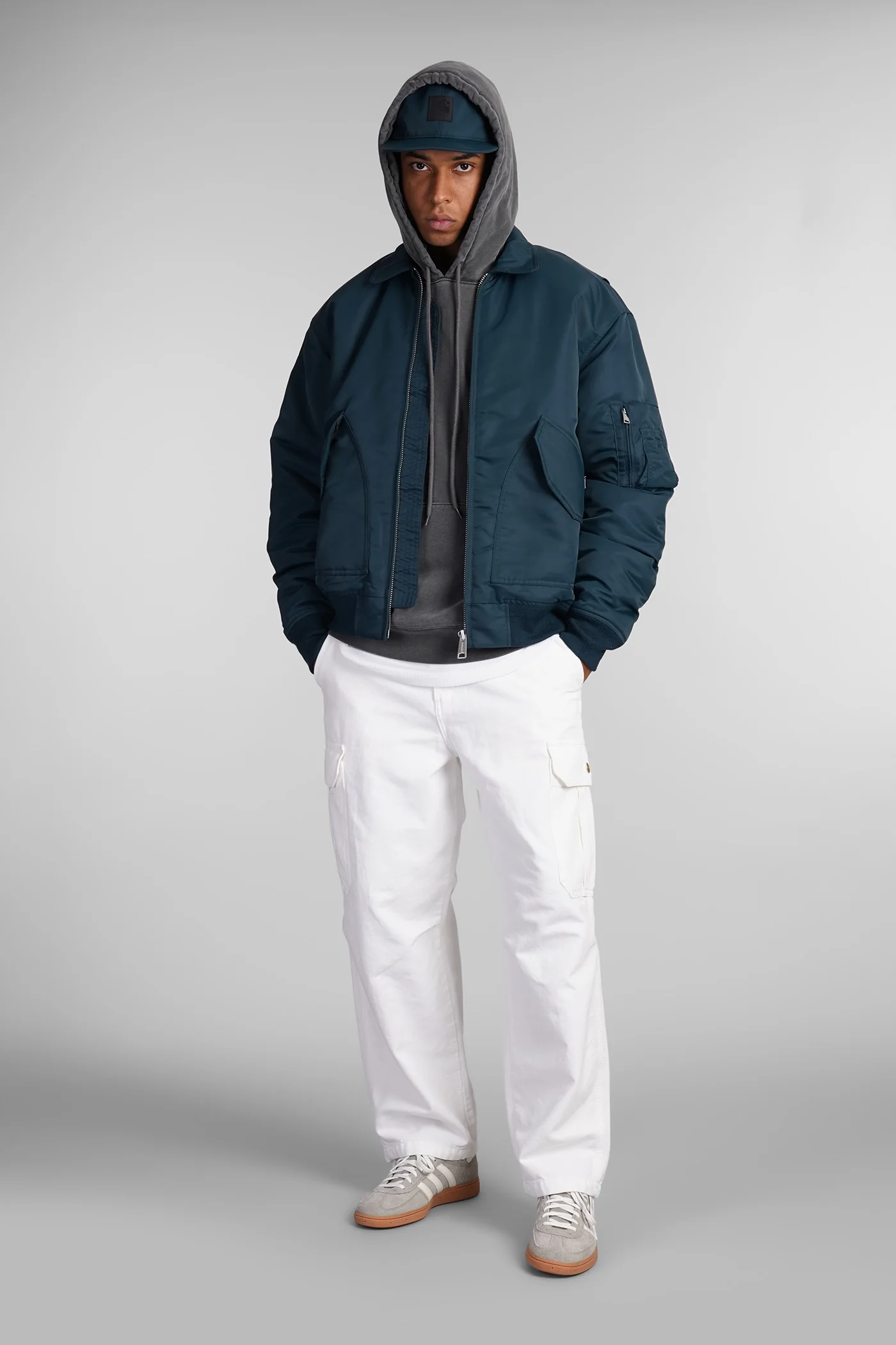 Bomber Jacket in petroleum nylon - Image 2