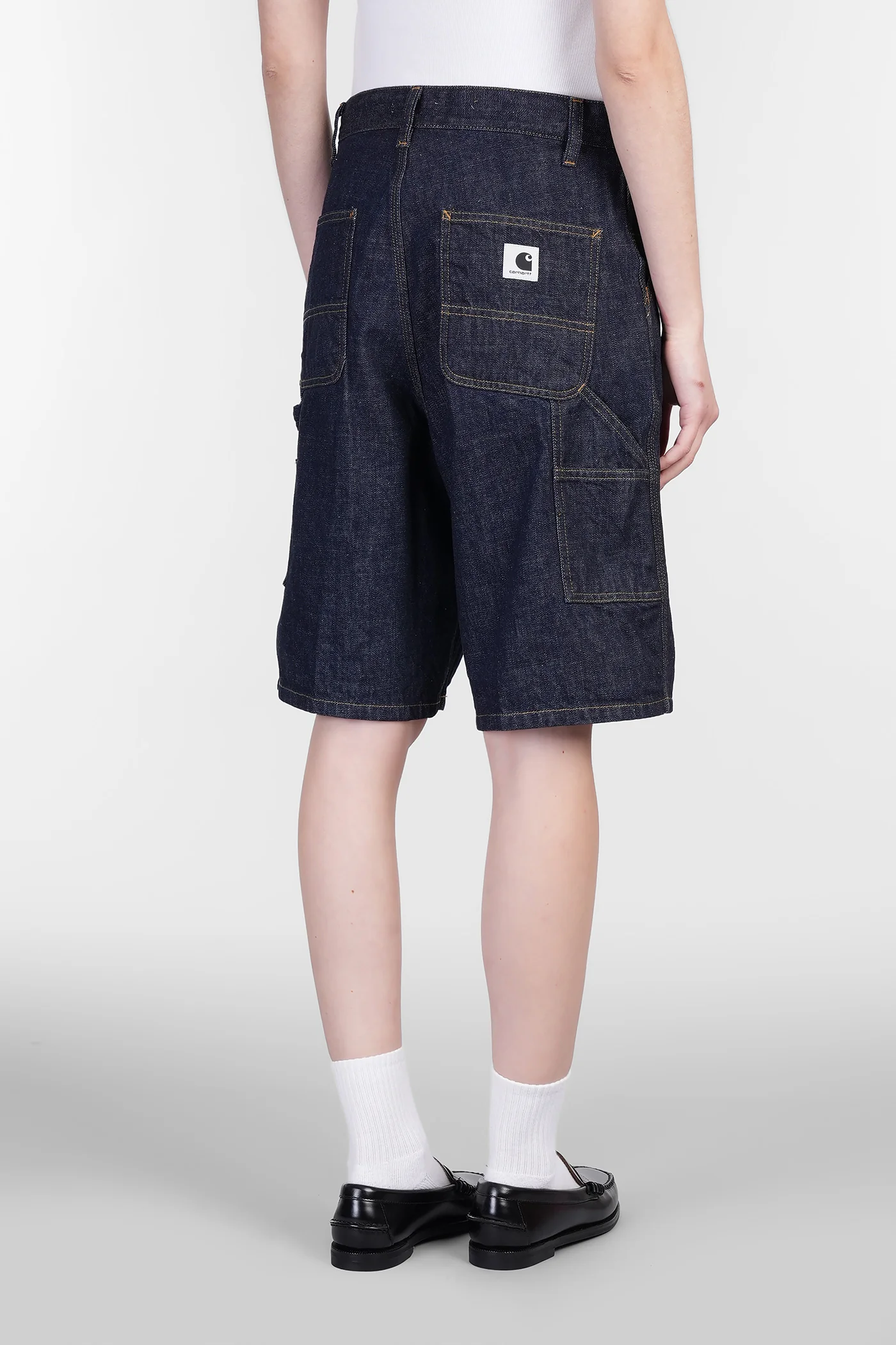 Brandon Single Knee Shorts in blue denim - Image 3