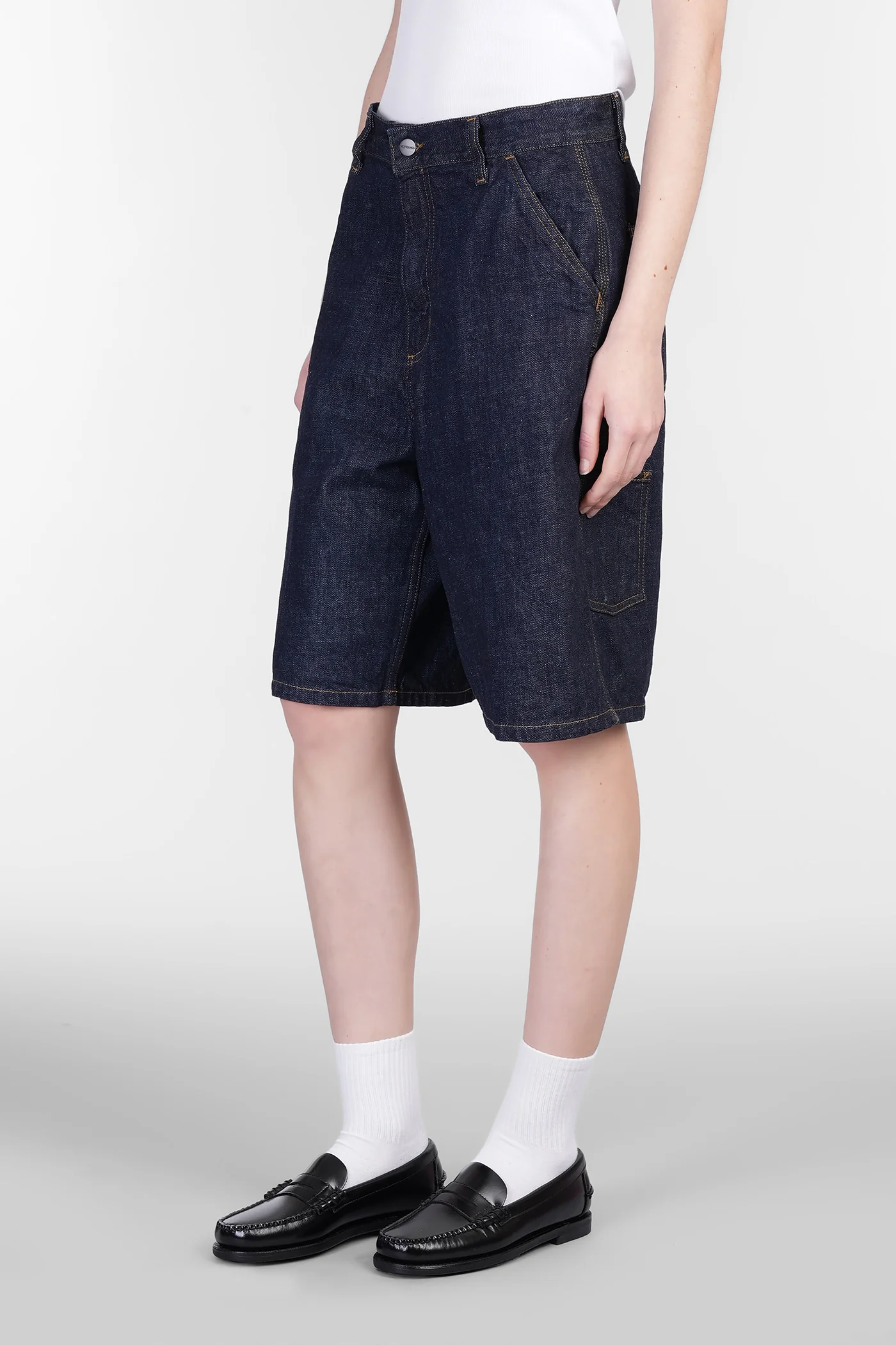 Brandon Single Knee Shorts in blue denim - Image 4