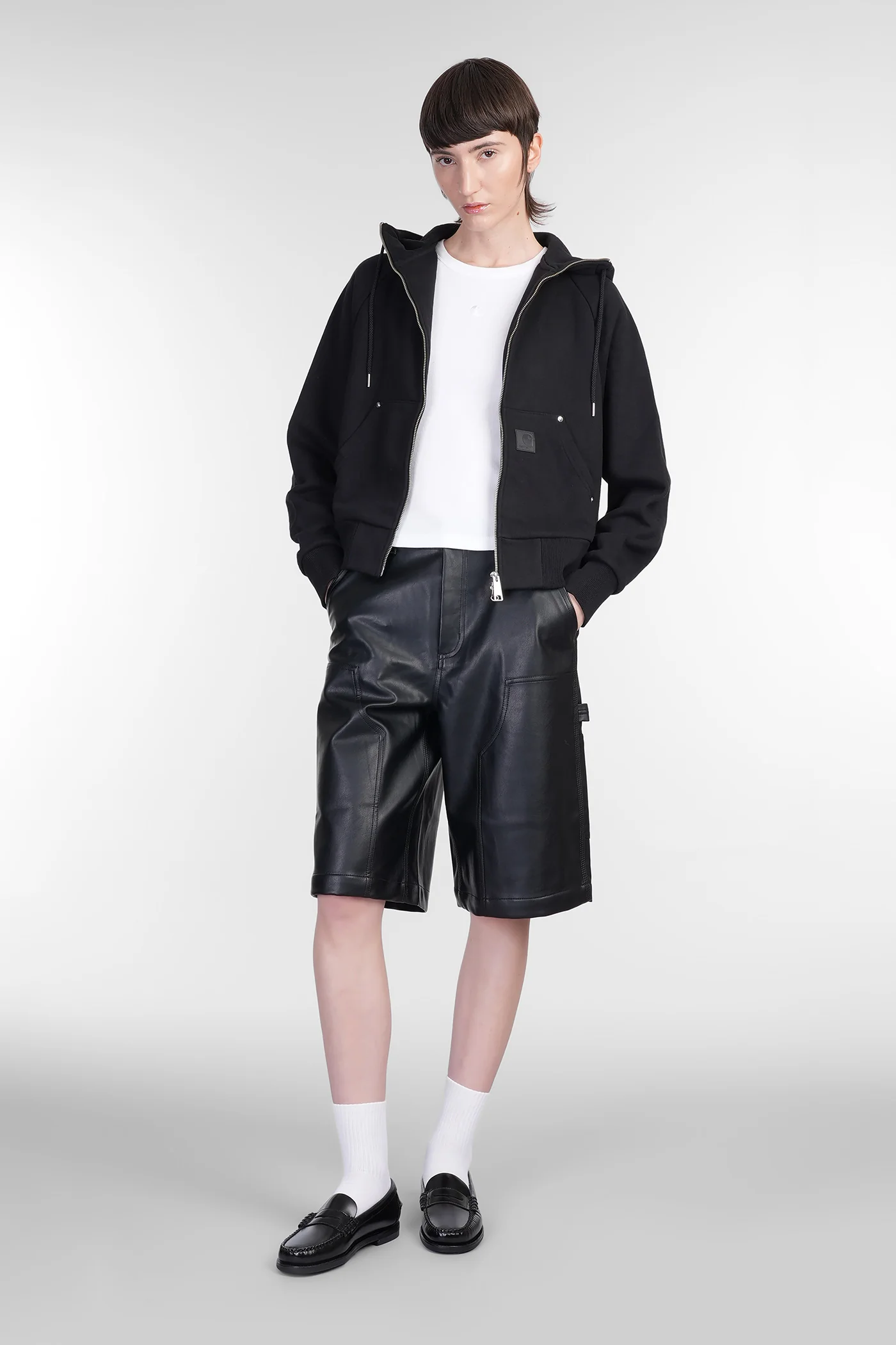 Hooded Eldon Jacket Sweatshirt in black cotton - Image 2