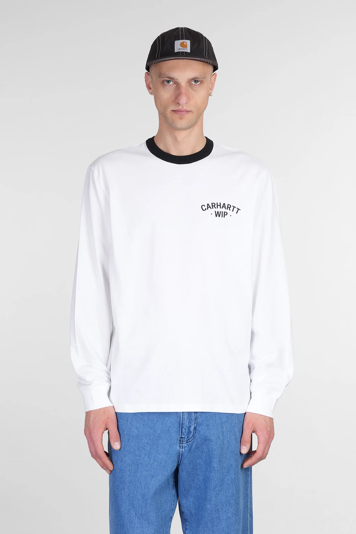 L-S 89 Ringer T-Shirt in white cotton