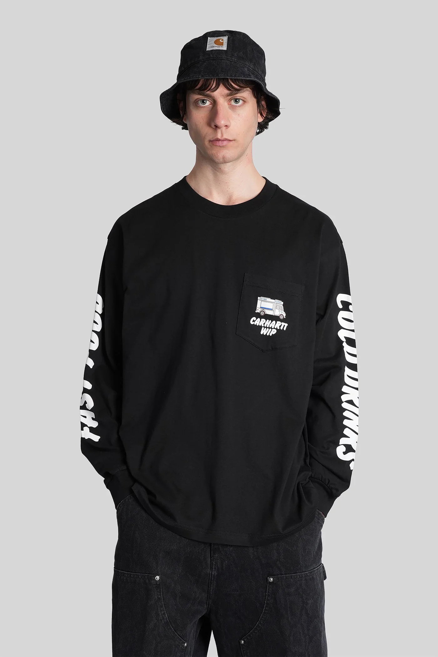 Ls cold drink t-s in black cotton