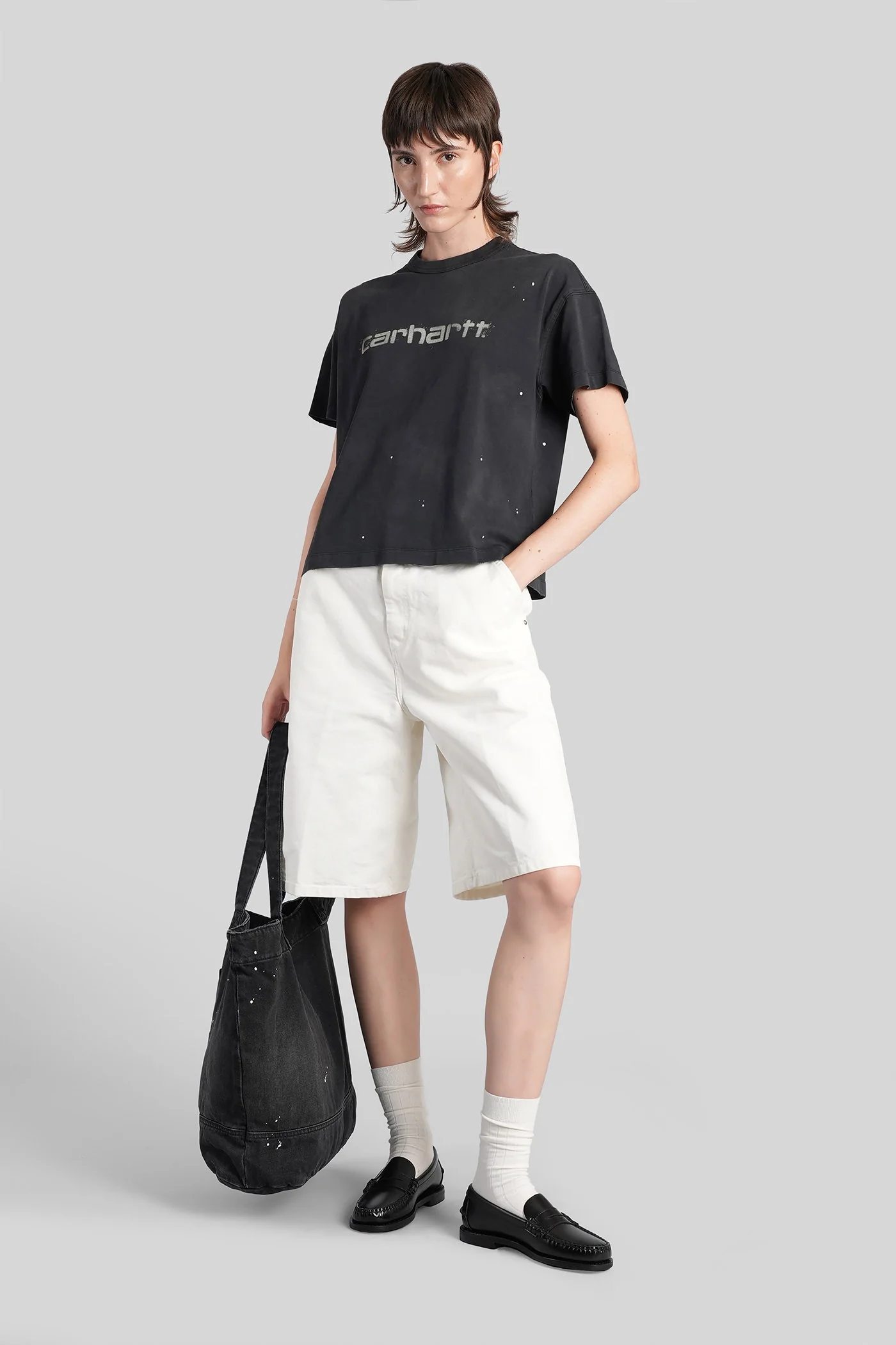Nixon single knee Shorts in white cotton - Image 2