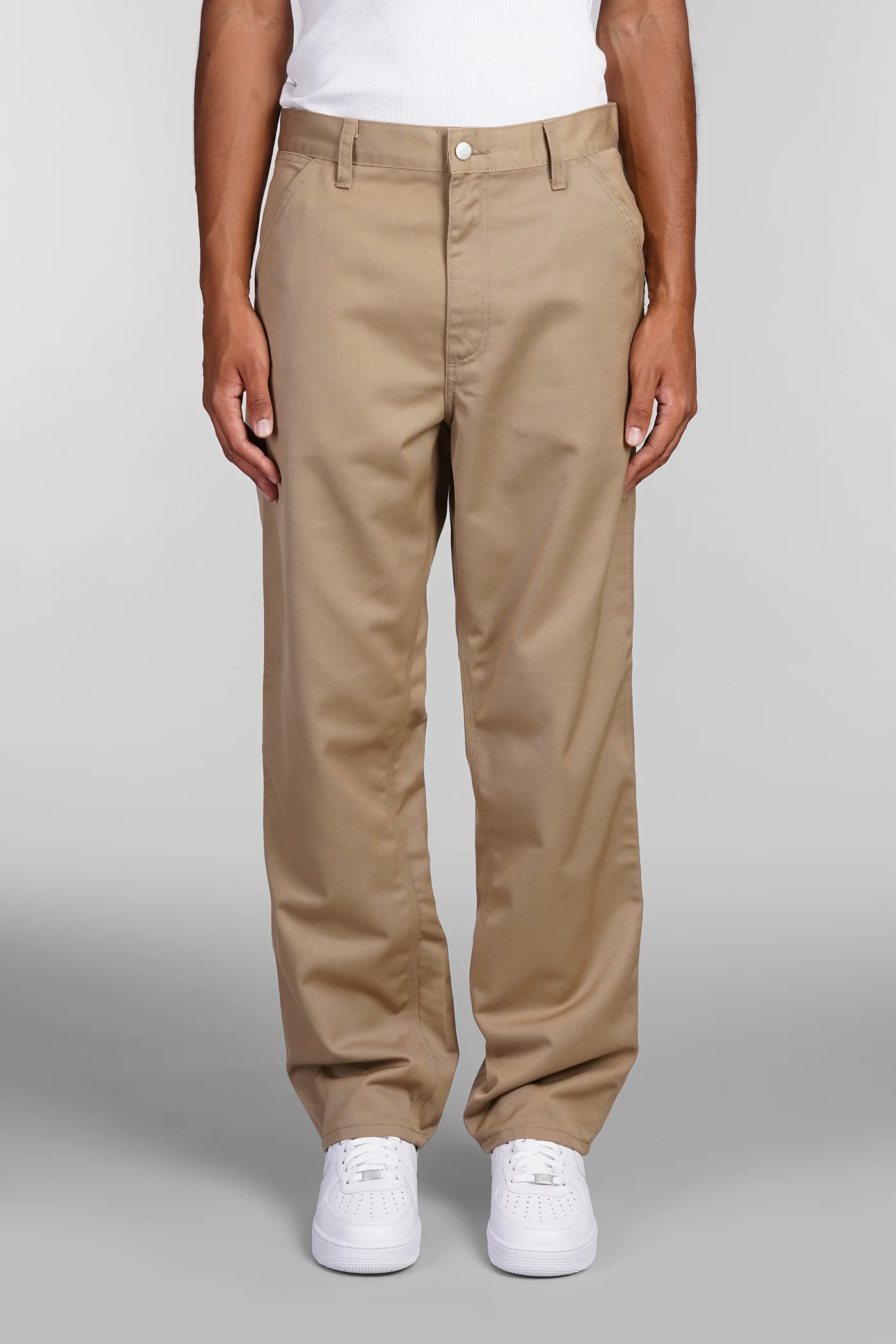 Pants in beige polyester