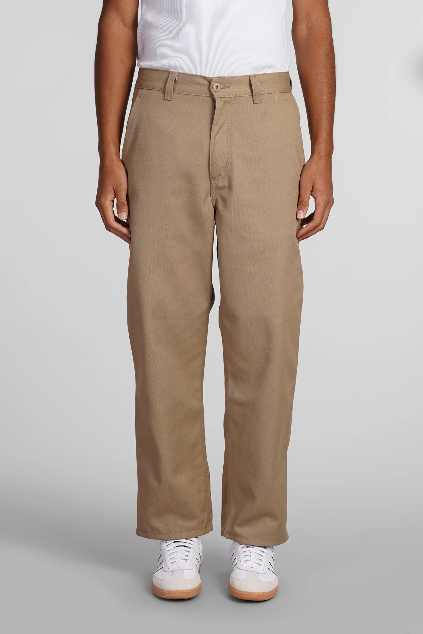 Pants in beige polyester