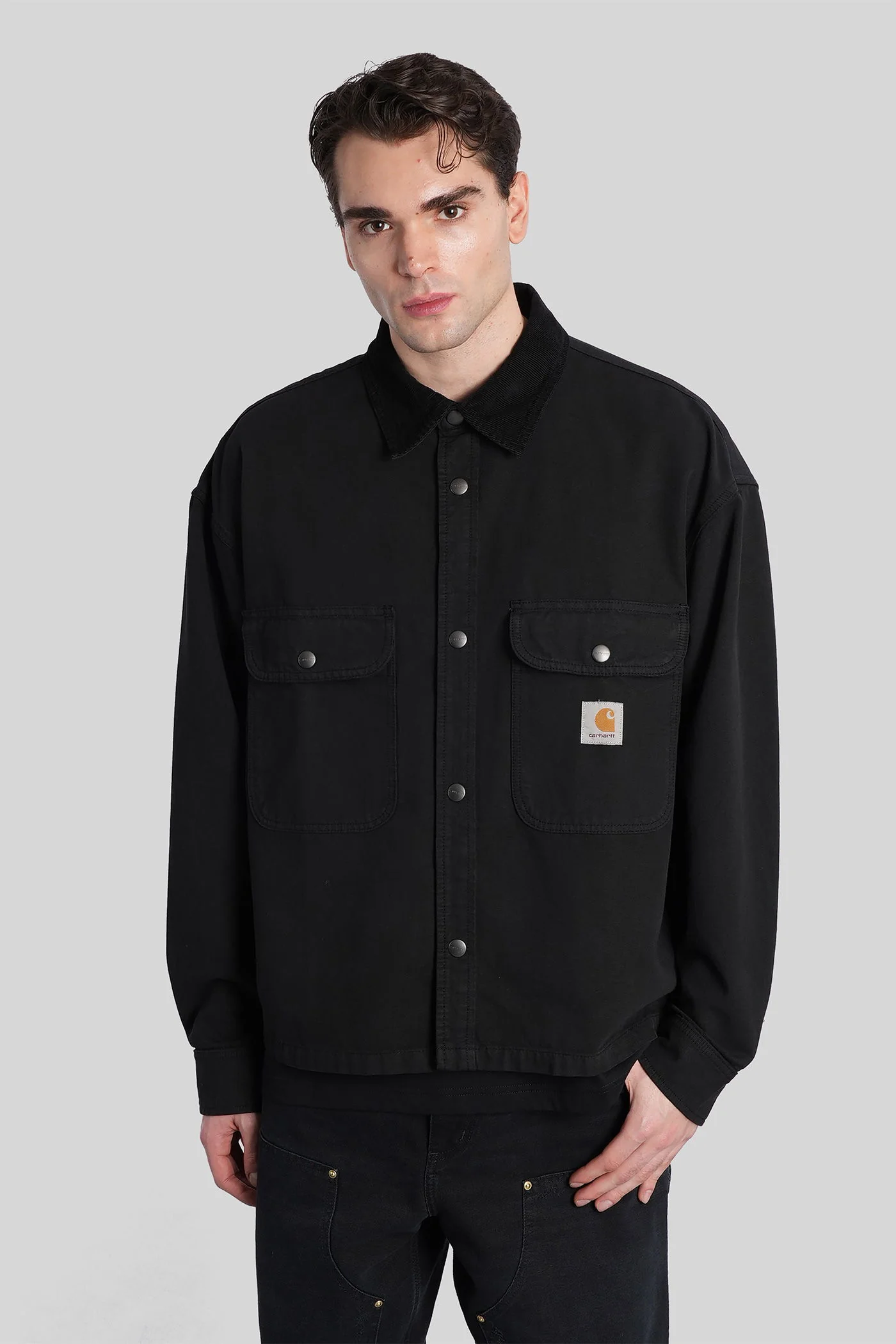 Prescott shirt Casual jacket in black cotton