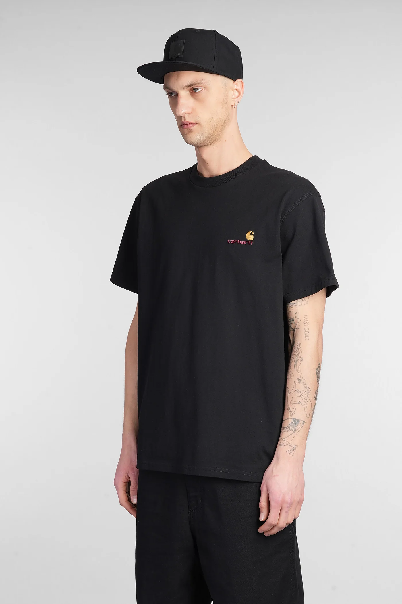 S-S American Script T-Shirt in black cotton - Image 4