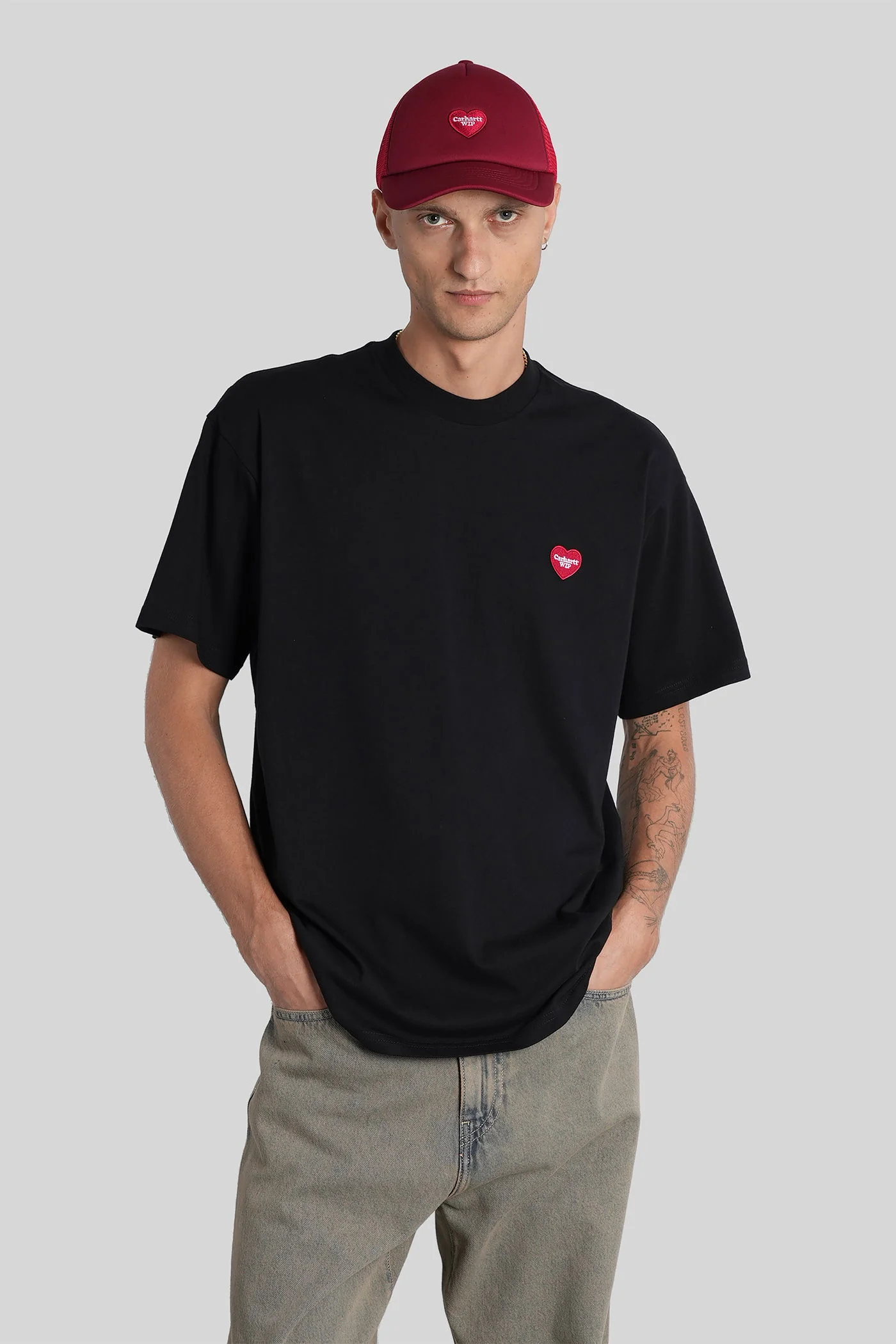 S-S Heart II Hartt T-Shirt in black cotton