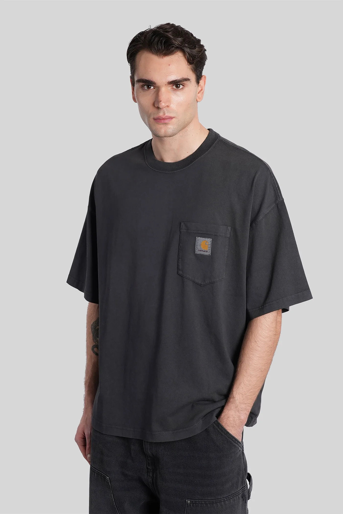 S-S Hudson Pocket T T-Shirt in black cotton
