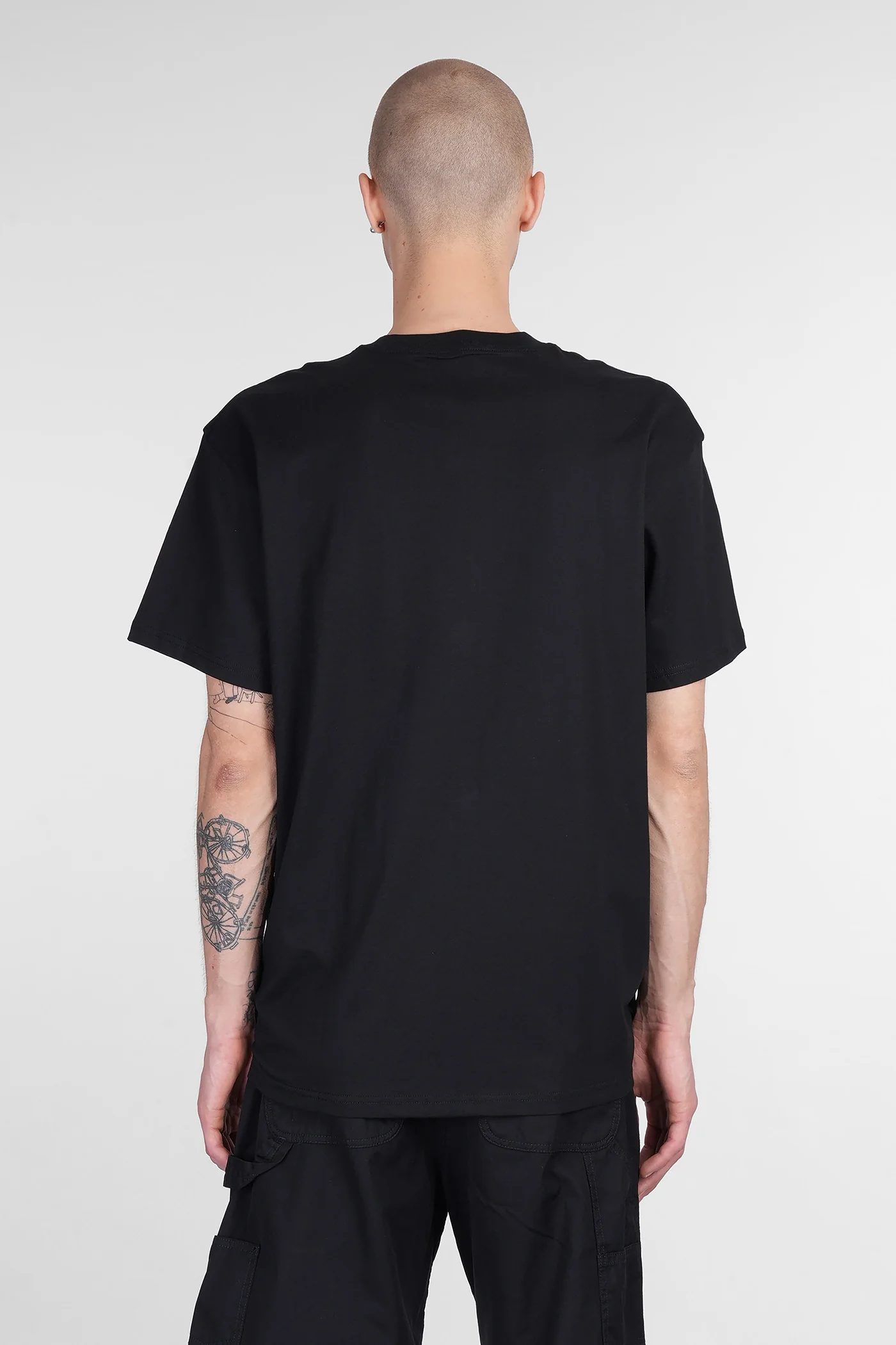 S-S Pocket Heart T-Shirt in black cotton - Image 3