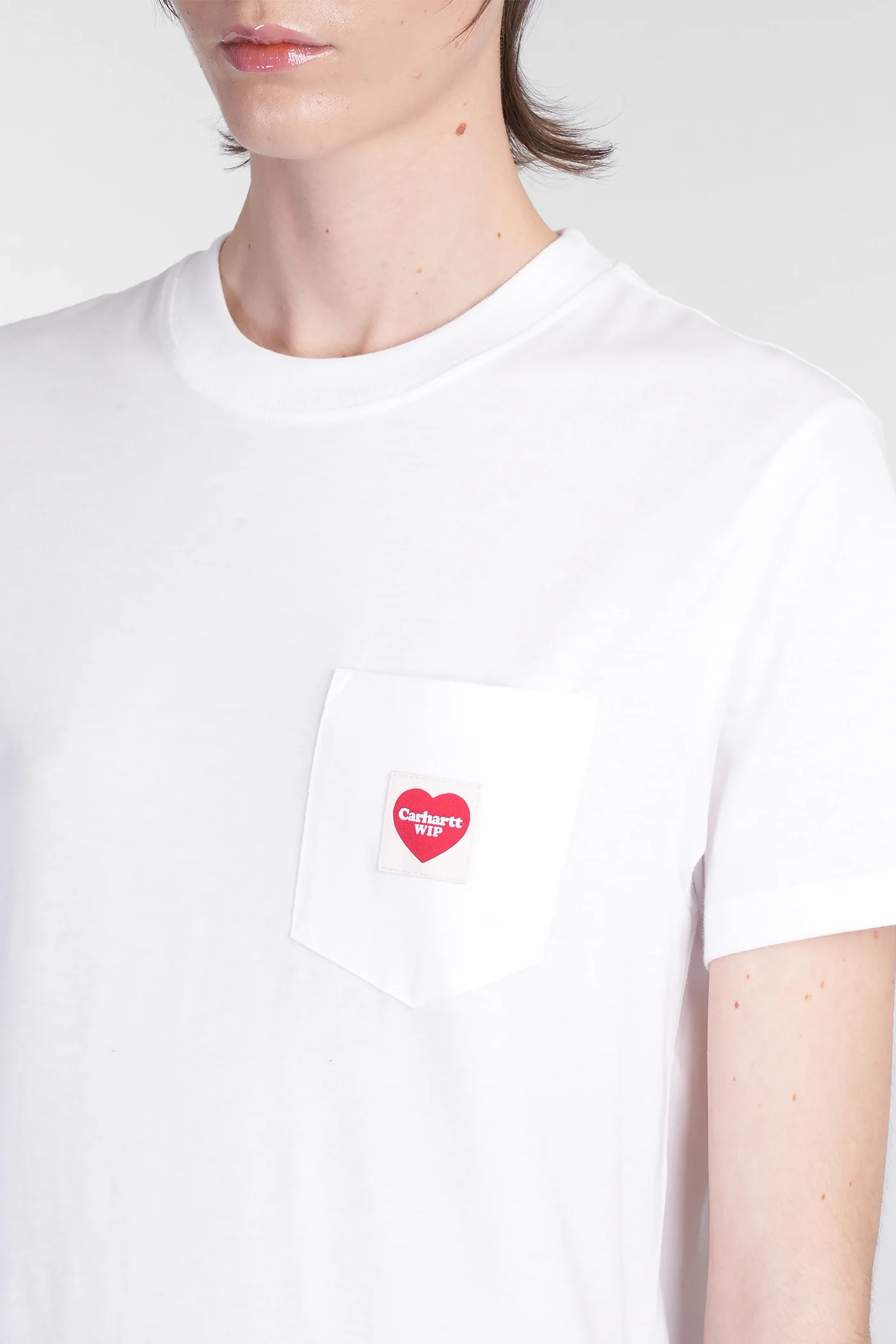 S-S Pocket Heart T-Shirt in white cotton - Image 5
