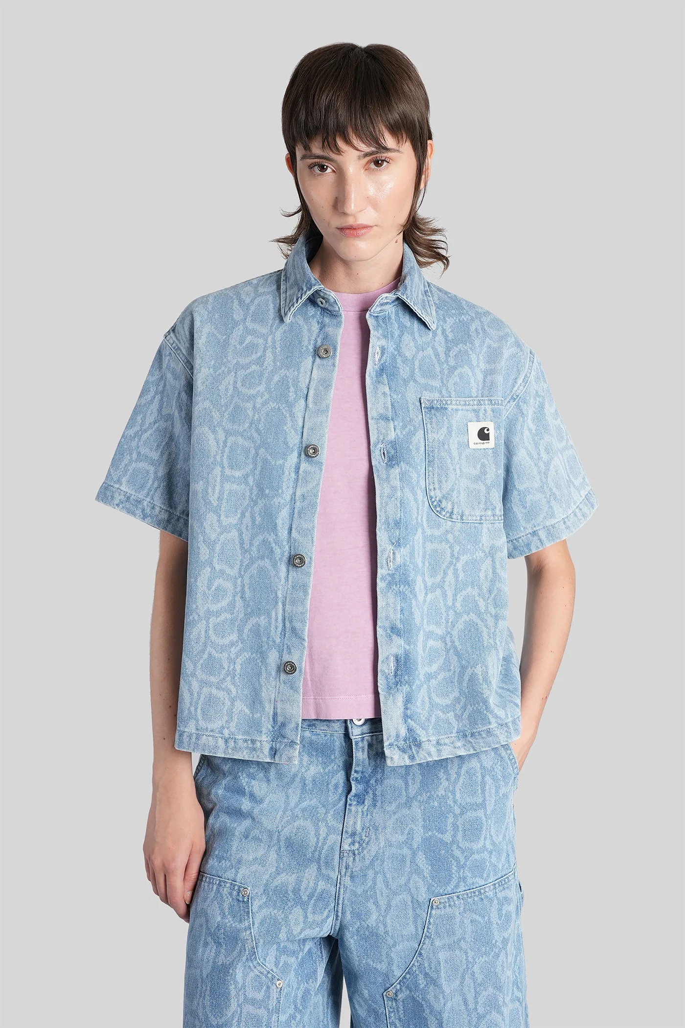 Snake lovilia Shirt in blue cotton