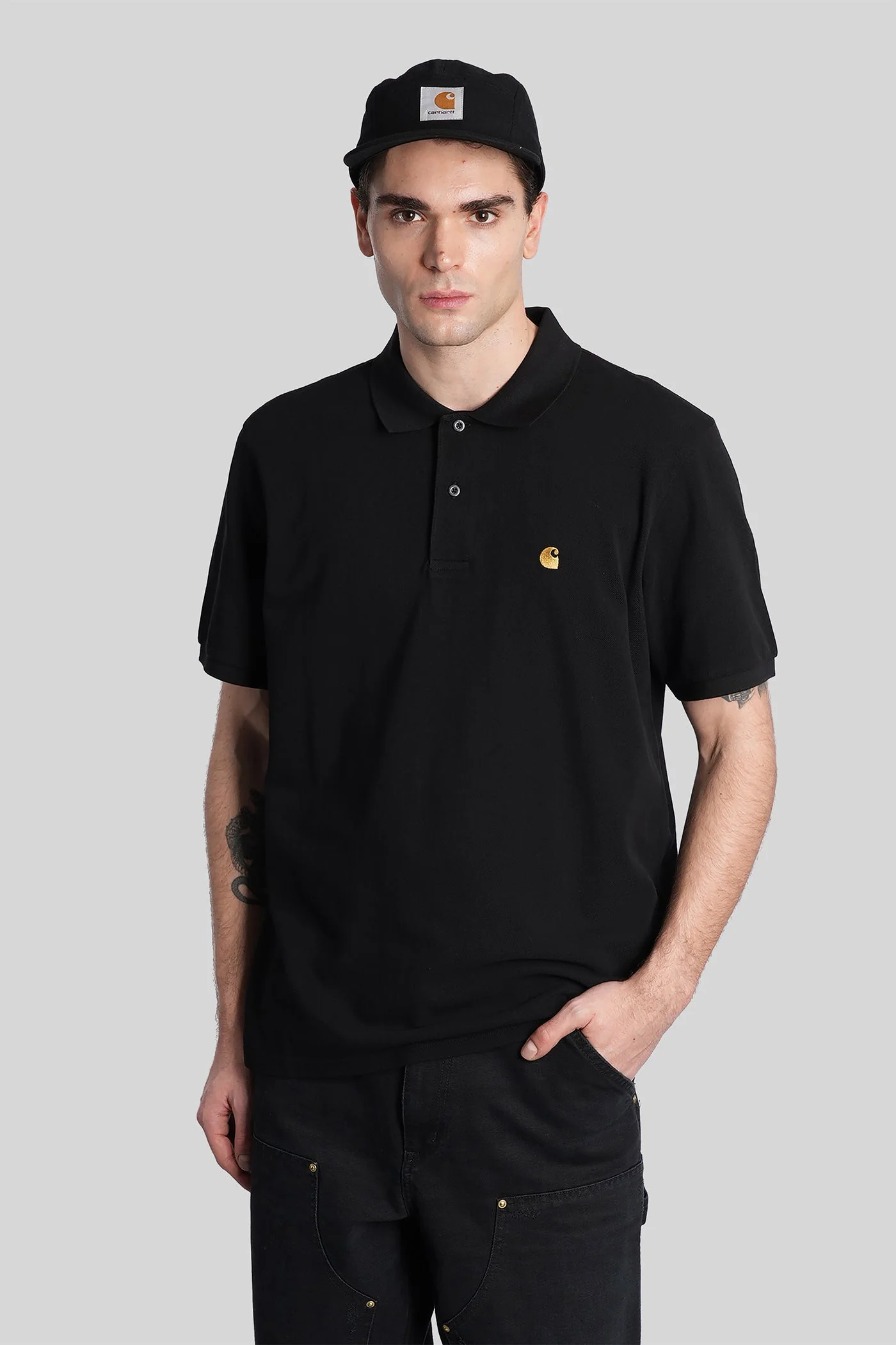 Ss chase pique polo Polo in black cotton