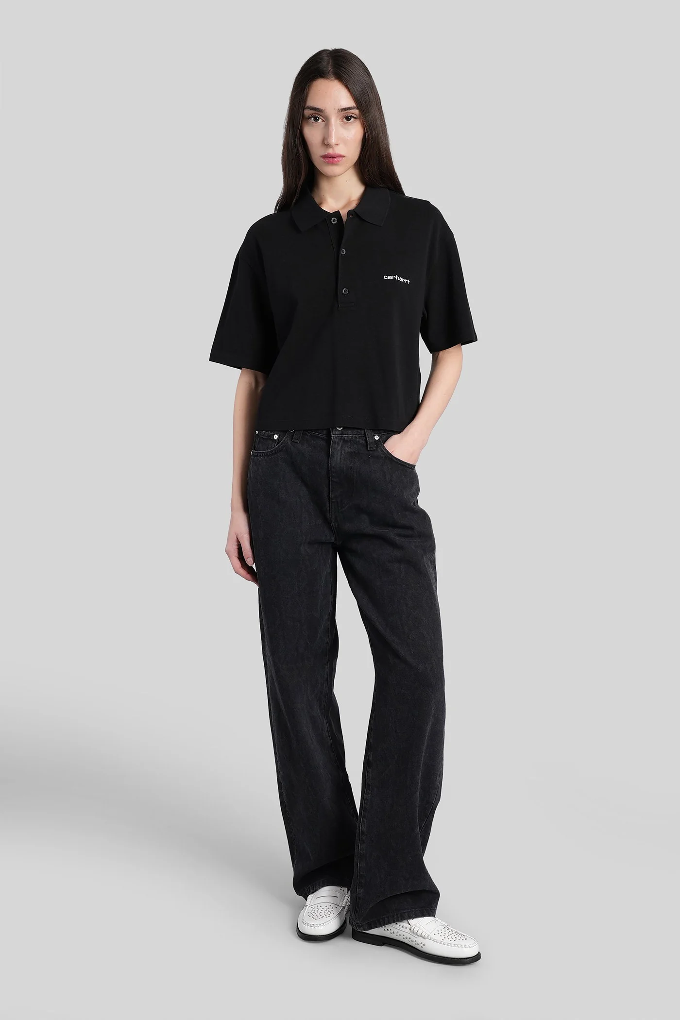 W ss carhartt script Polo in black cotton - Image 2