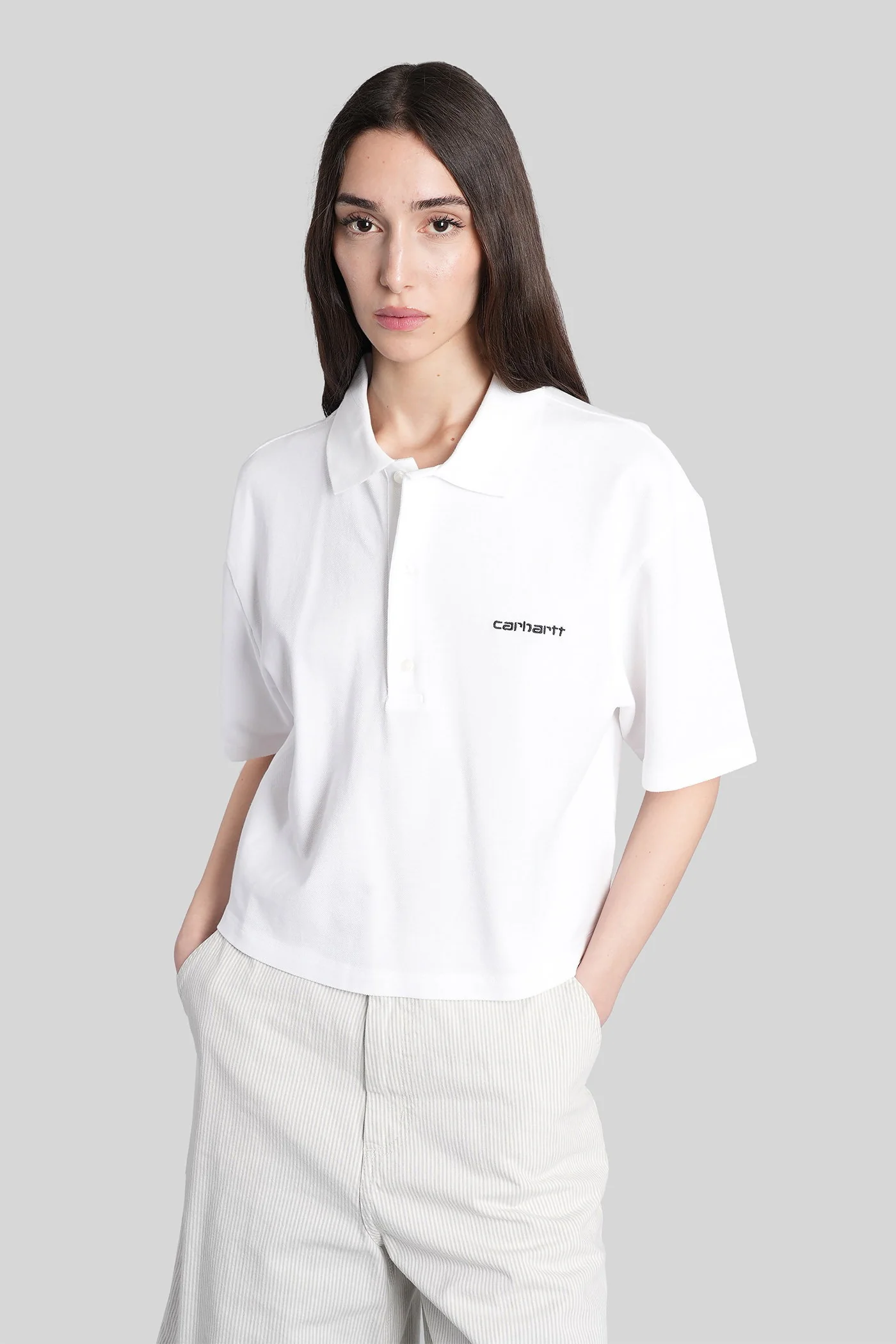W ss carhartt script Polo in white cotton - Image 2