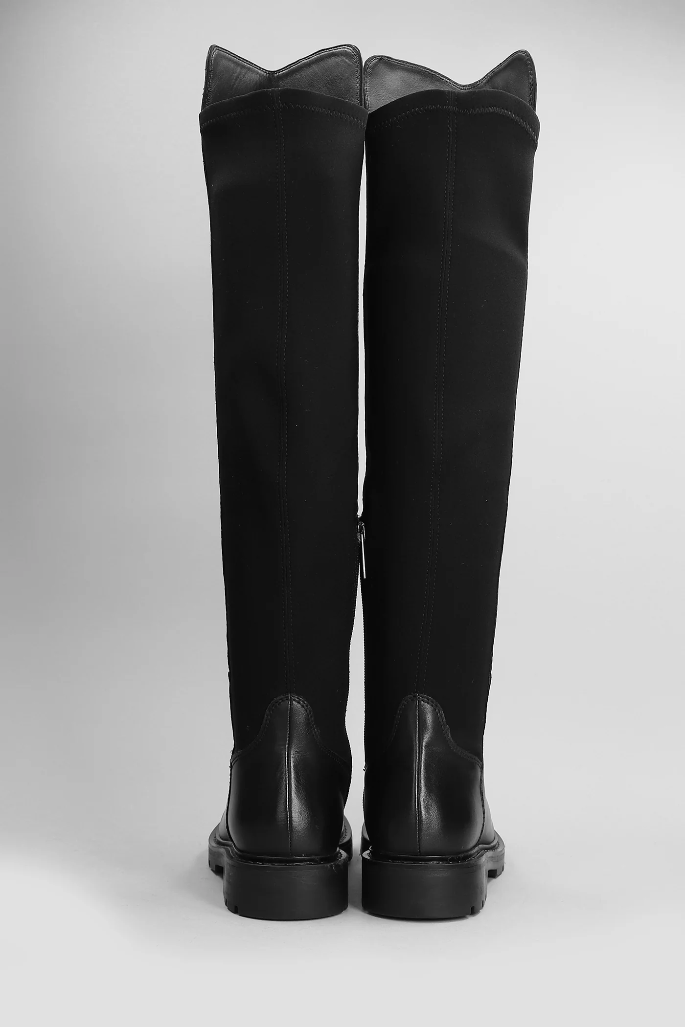 Brit Stretch low heels boots in black leather and fabric - Image 4