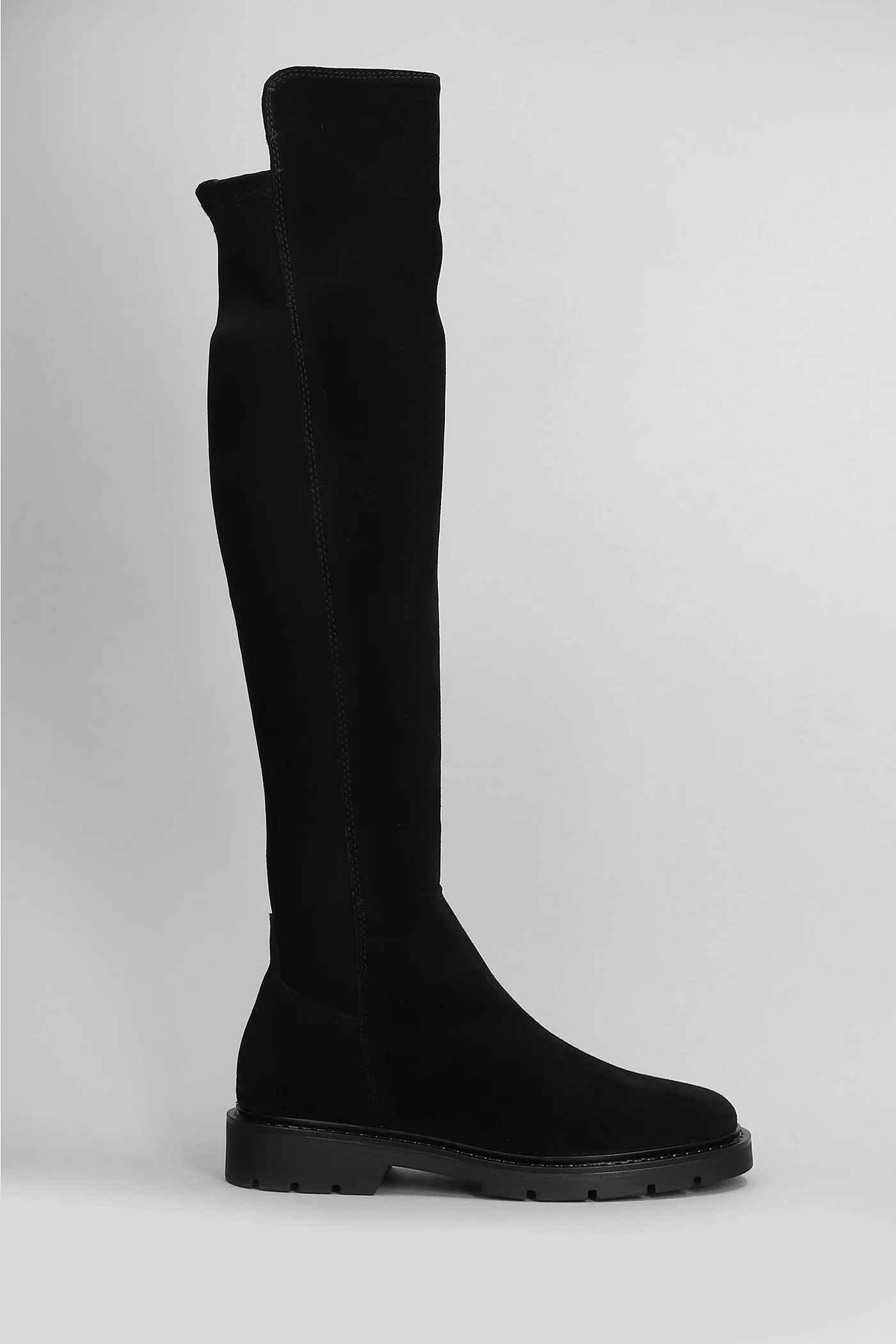 Brit Stretch low heels boots in black Suede and fabric