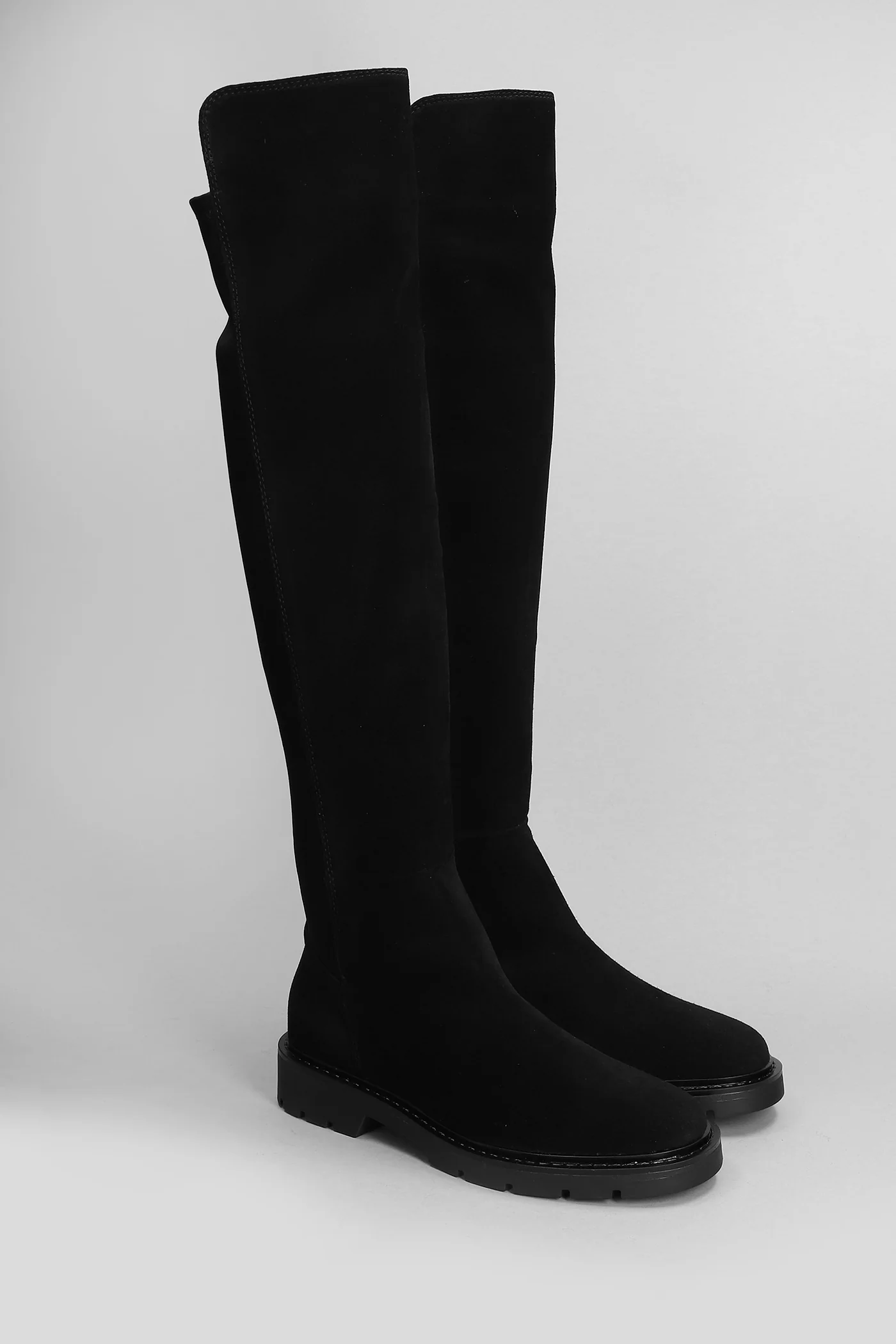 Brit Stretch low heels boots in black Suede and fabric - Image 2