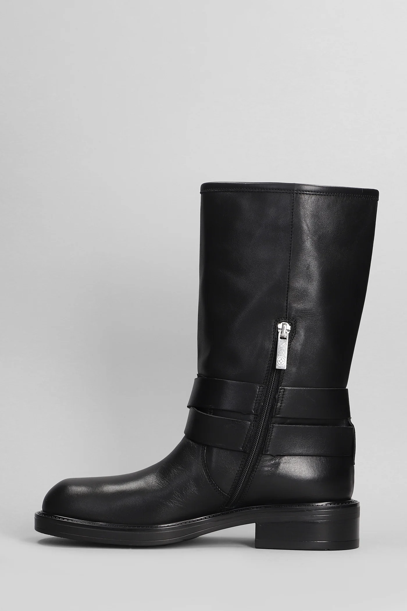 Cameron Bike Combat boots in black leather - Image 3