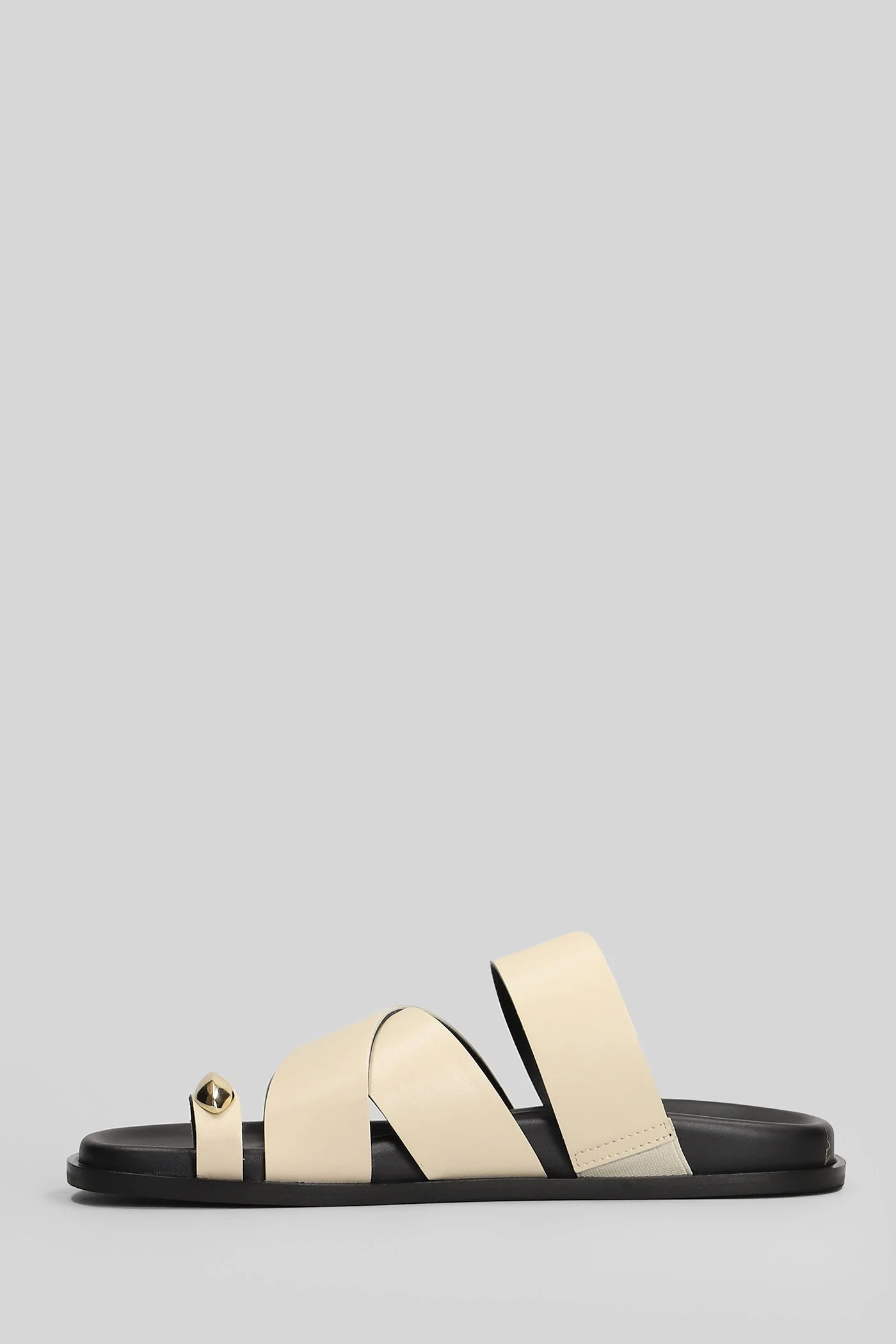 Christine Ring Flat sandal-slipper in beige leather - Image 3